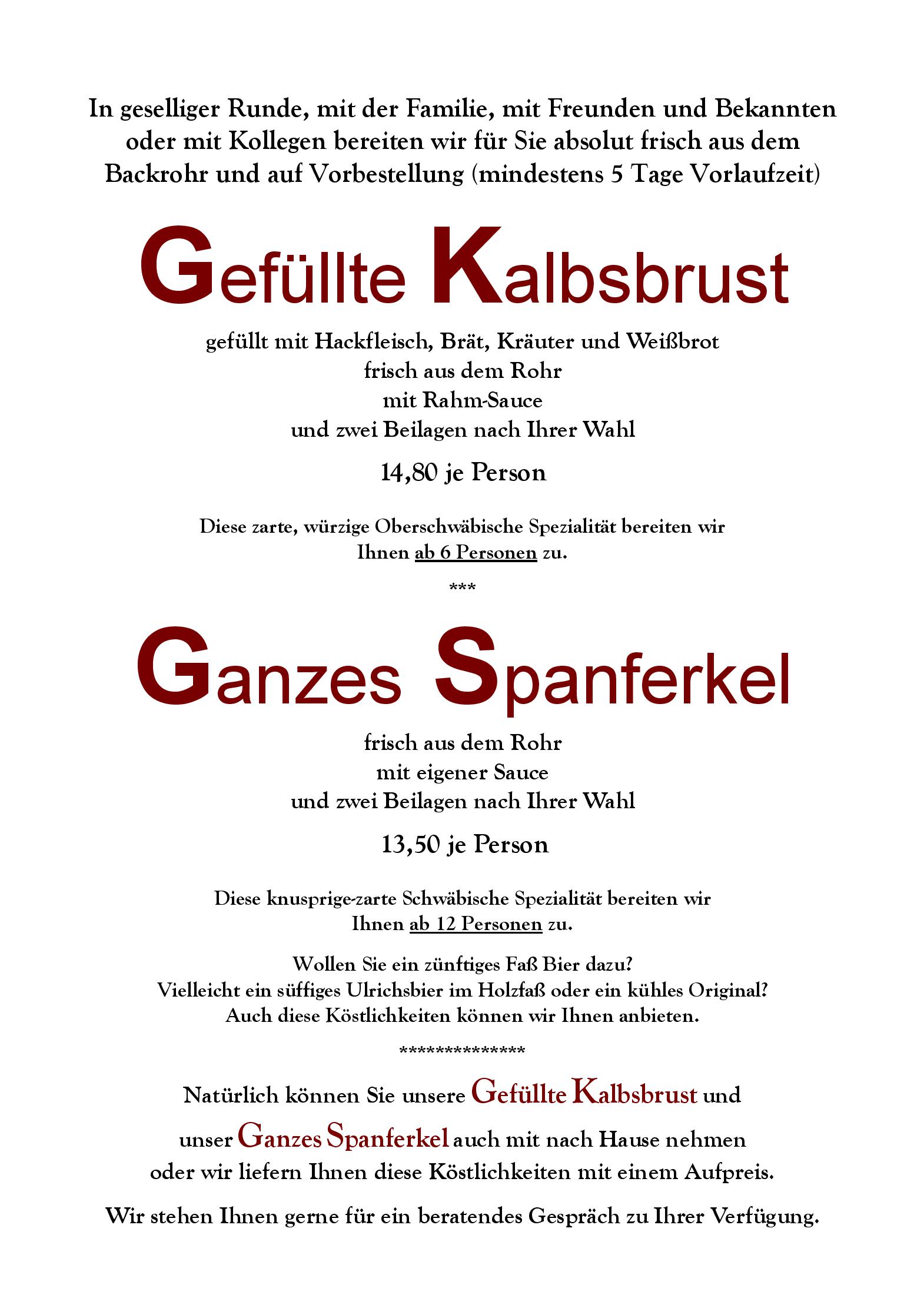 Speisekarte Hotel-Restaurant Gasthof zum Ochsen in Ehingen, Seite 5