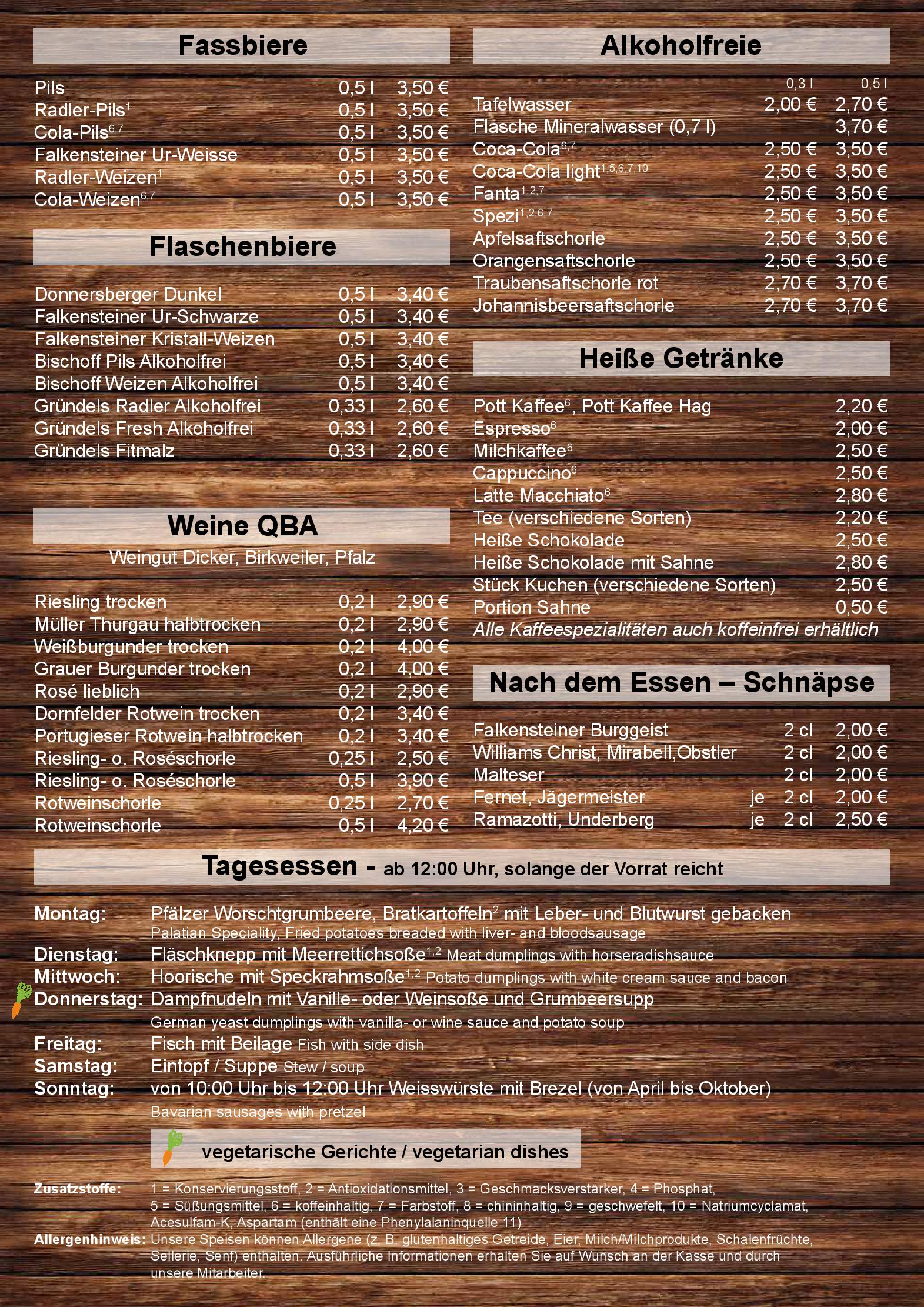 Speisekarte Falkensteiner Hof in Falkenstein, Seite 5