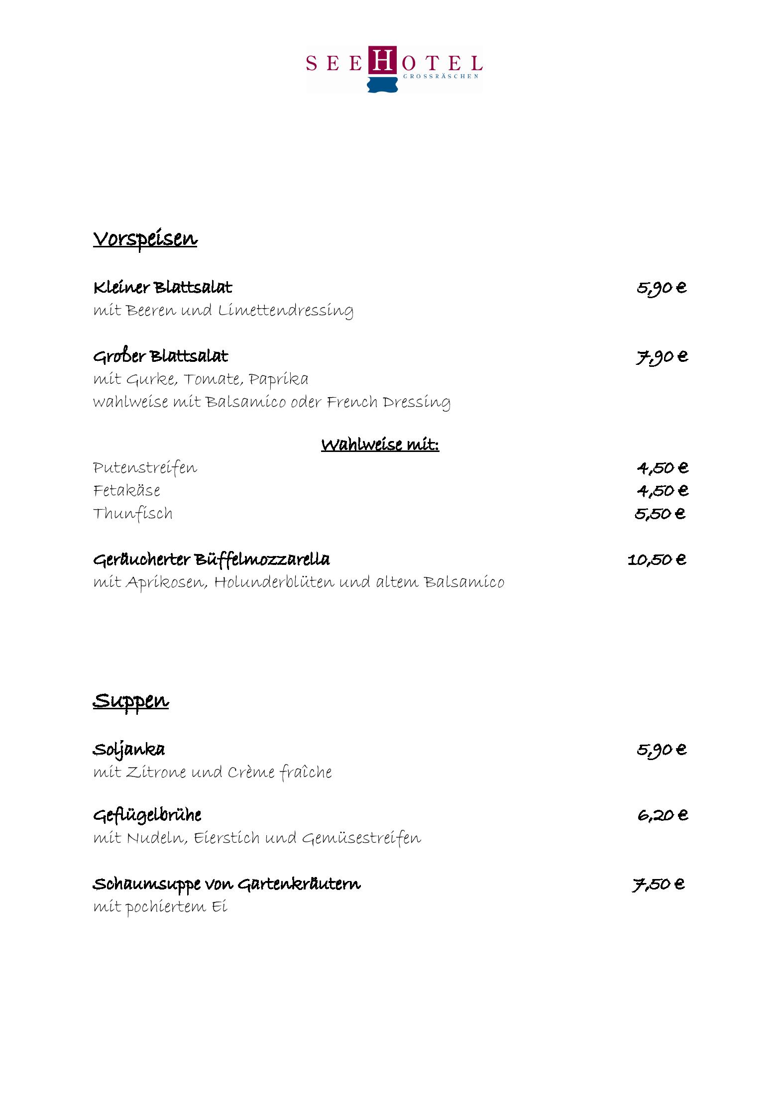 Speisekarte SeeHotel Großräschen in Großräschen, Seite 2