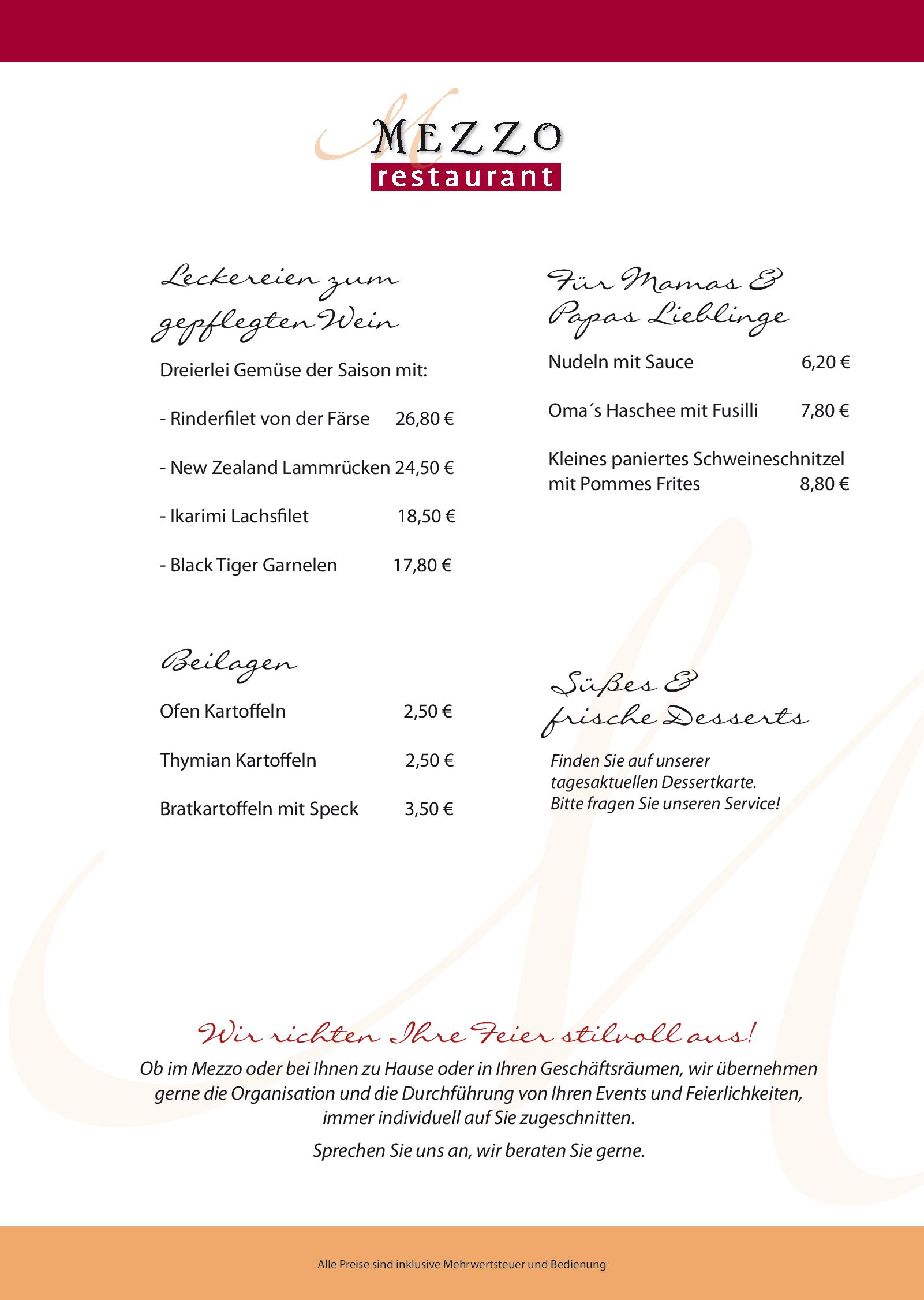 Speisekarte Mezzo Restaurant in Darmstadt, Seite 3