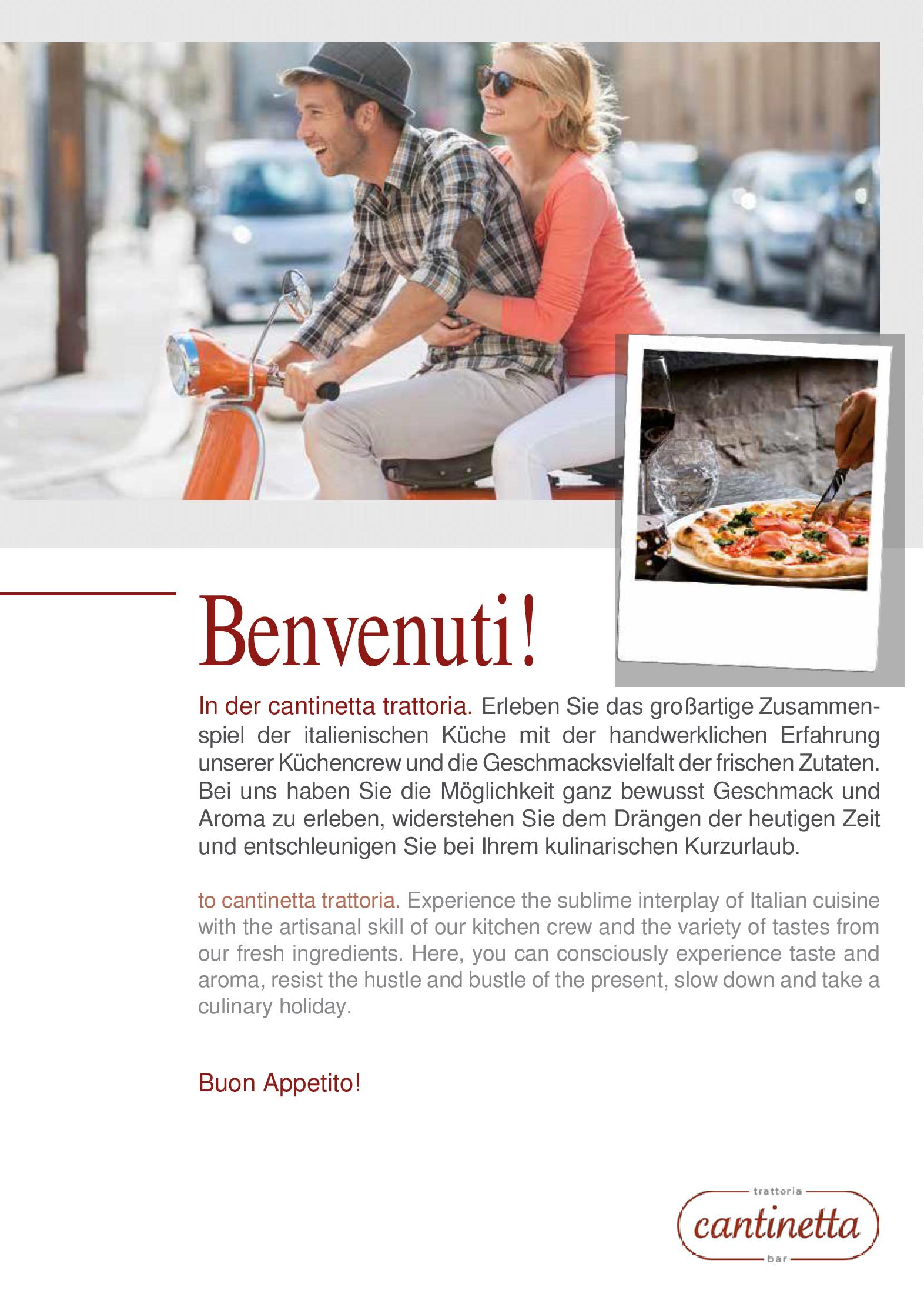 Speisekarte cantinetta trattoria & bar in Köln, Seite 1