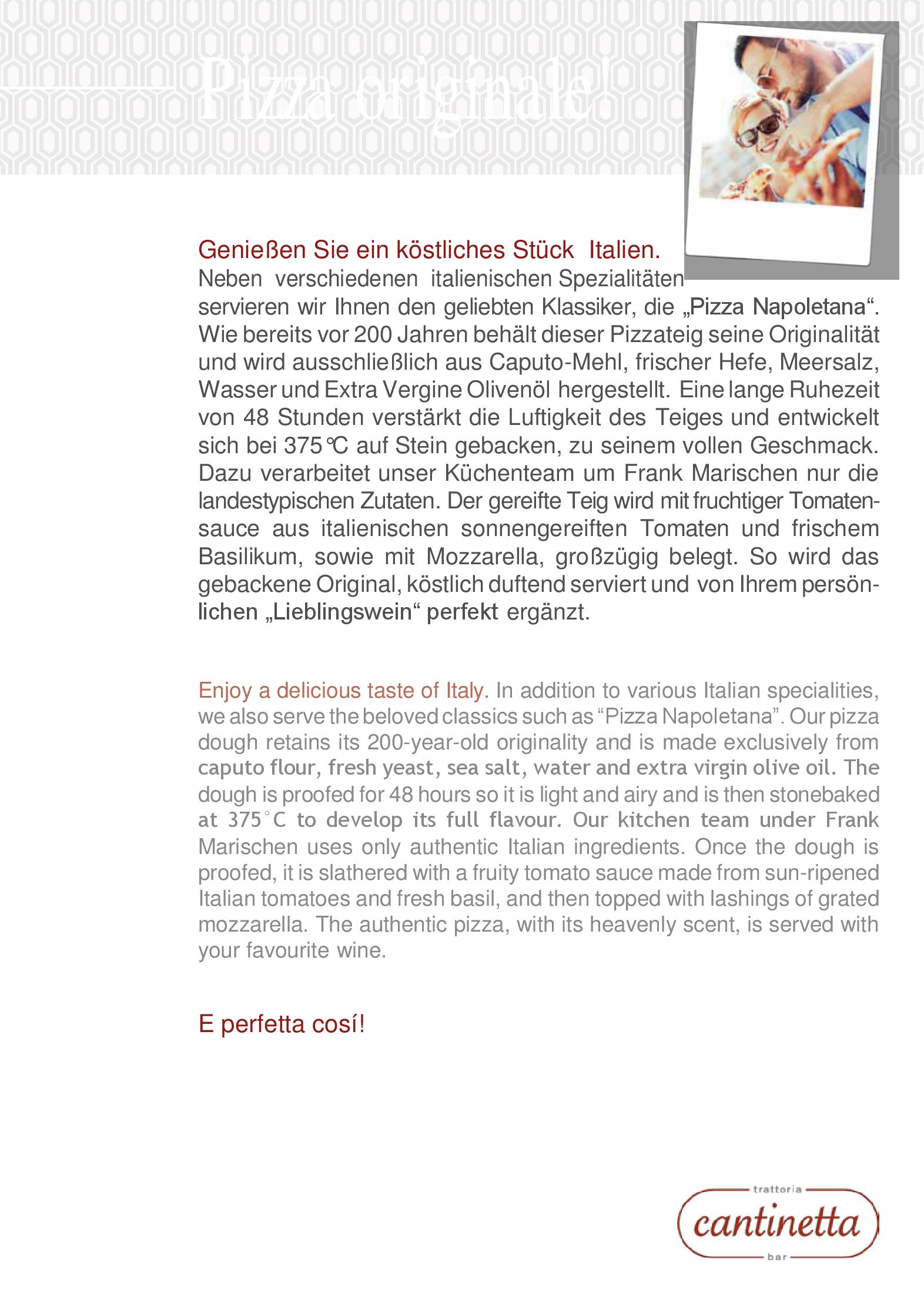 Speisekarte cantinetta trattoria & bar in Köln, Seite 2