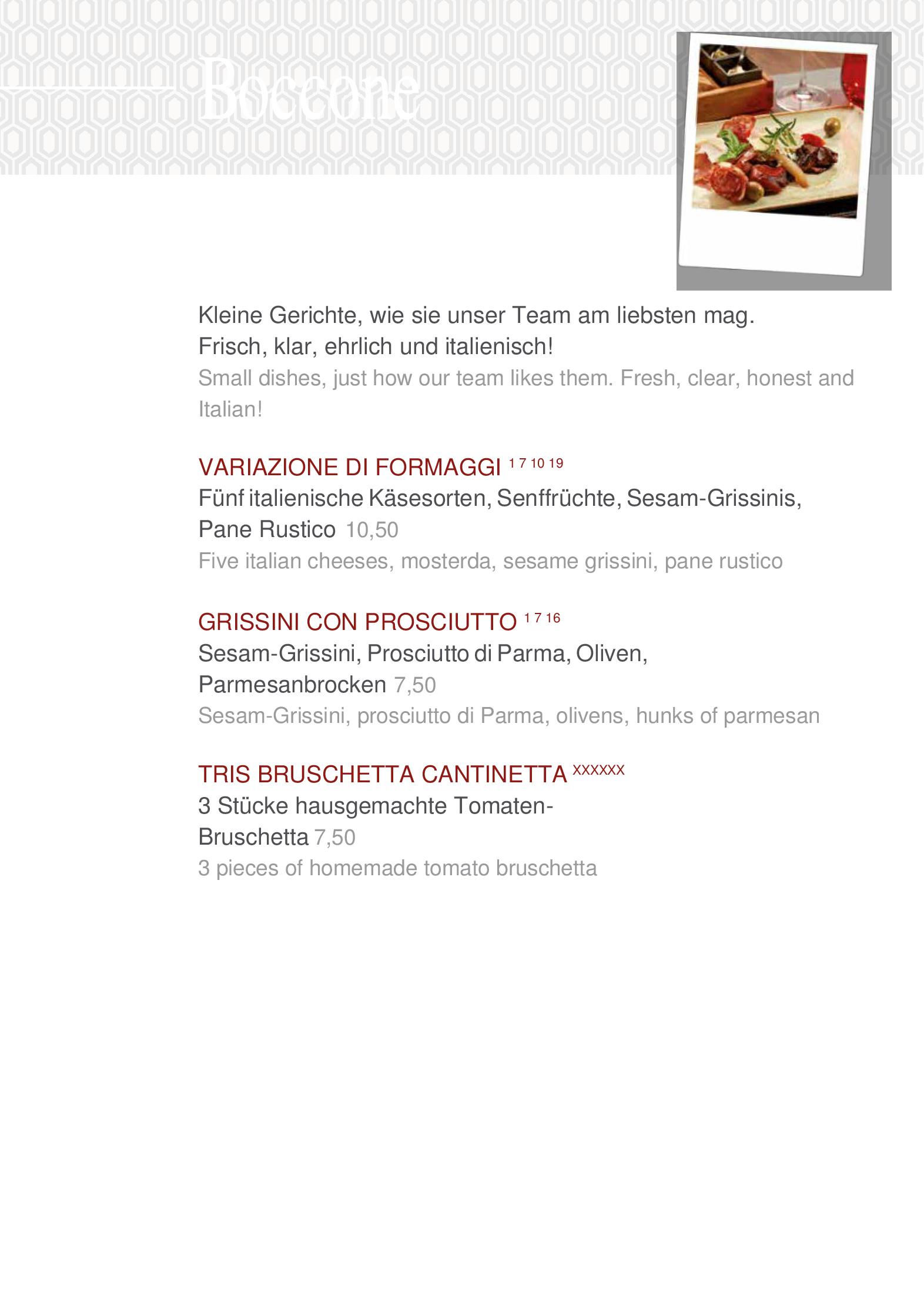 Speisekarte cantinetta trattoria & bar in Köln, Seite 4