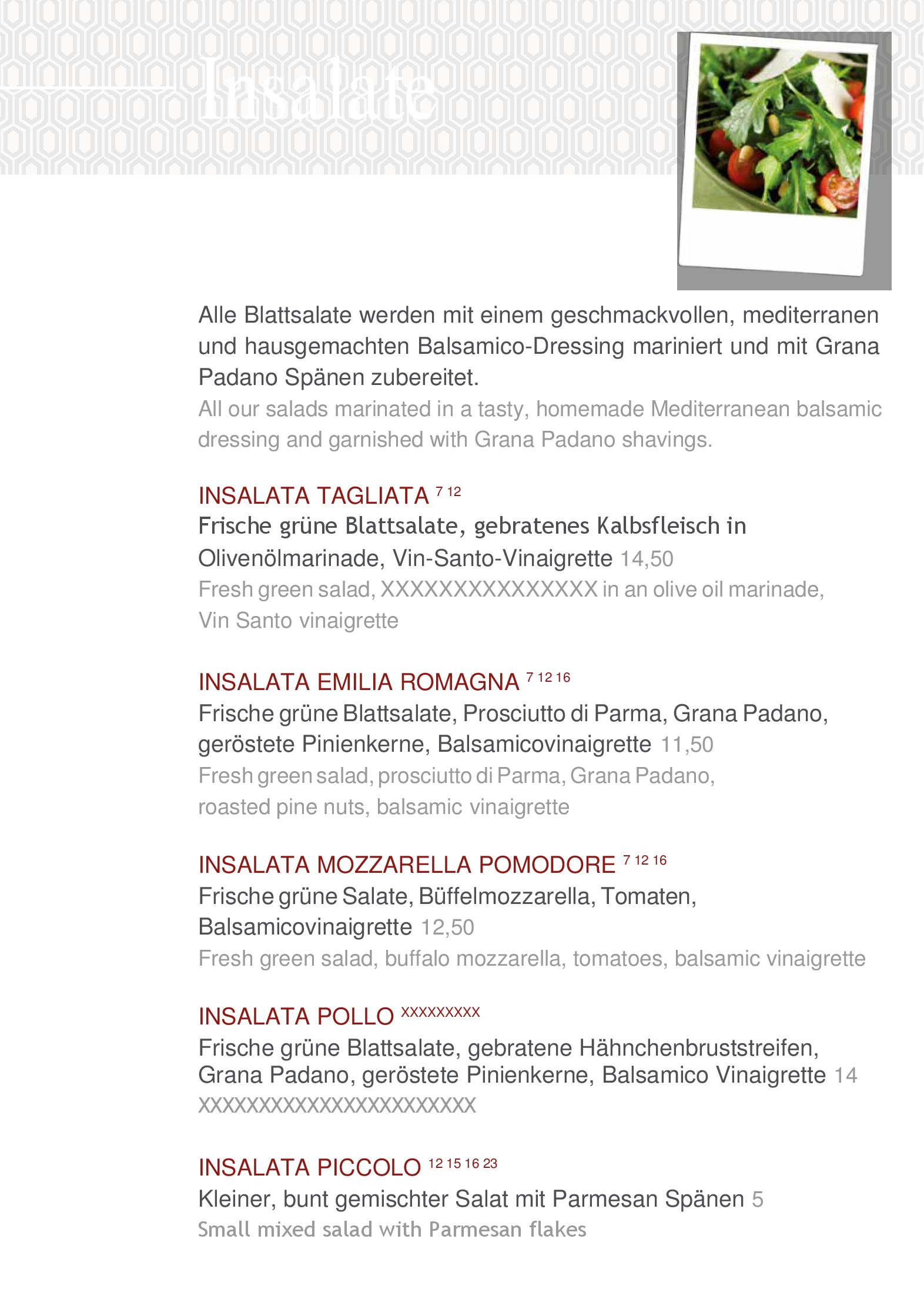 Speisekarte cantinetta trattoria & bar in Köln, Seite 6