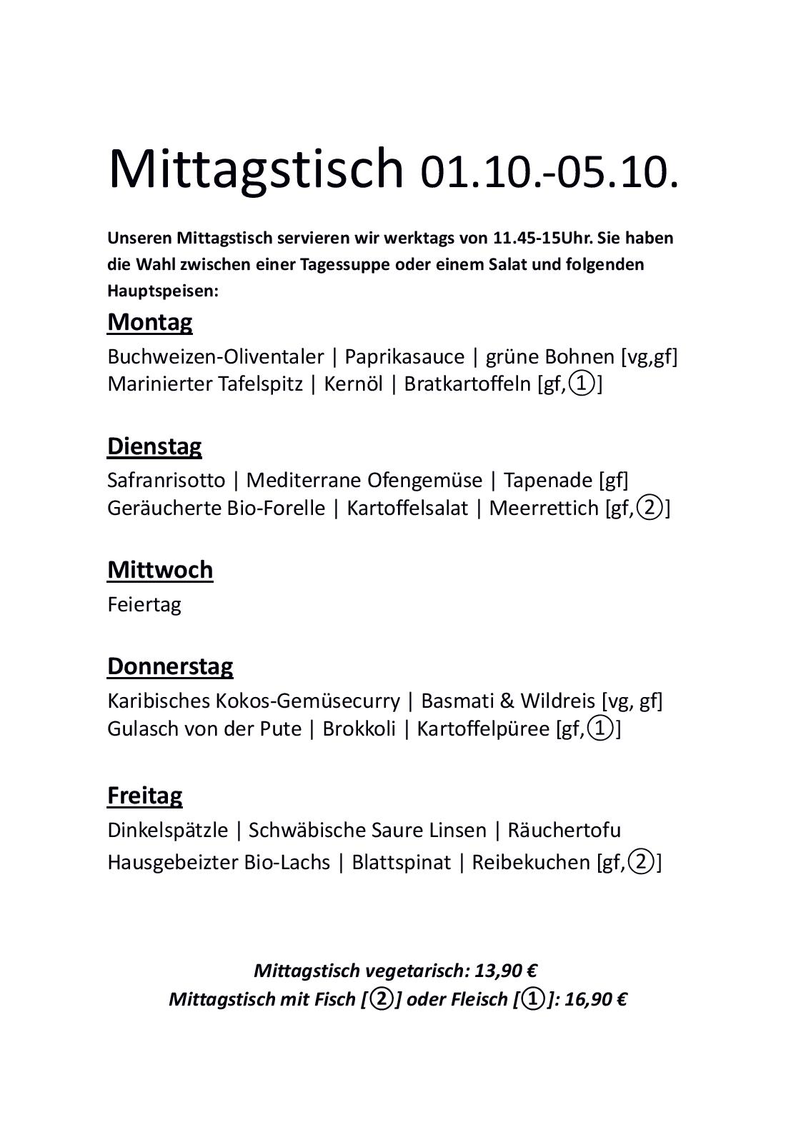 Speisekarte Eugens Bio Restaurant und Catering in Konstanz, Seite 1