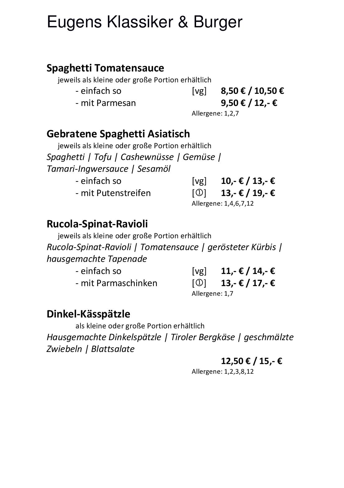 Speisekarte Eugens Bio Restaurant und Catering in Konstanz, Seite 12