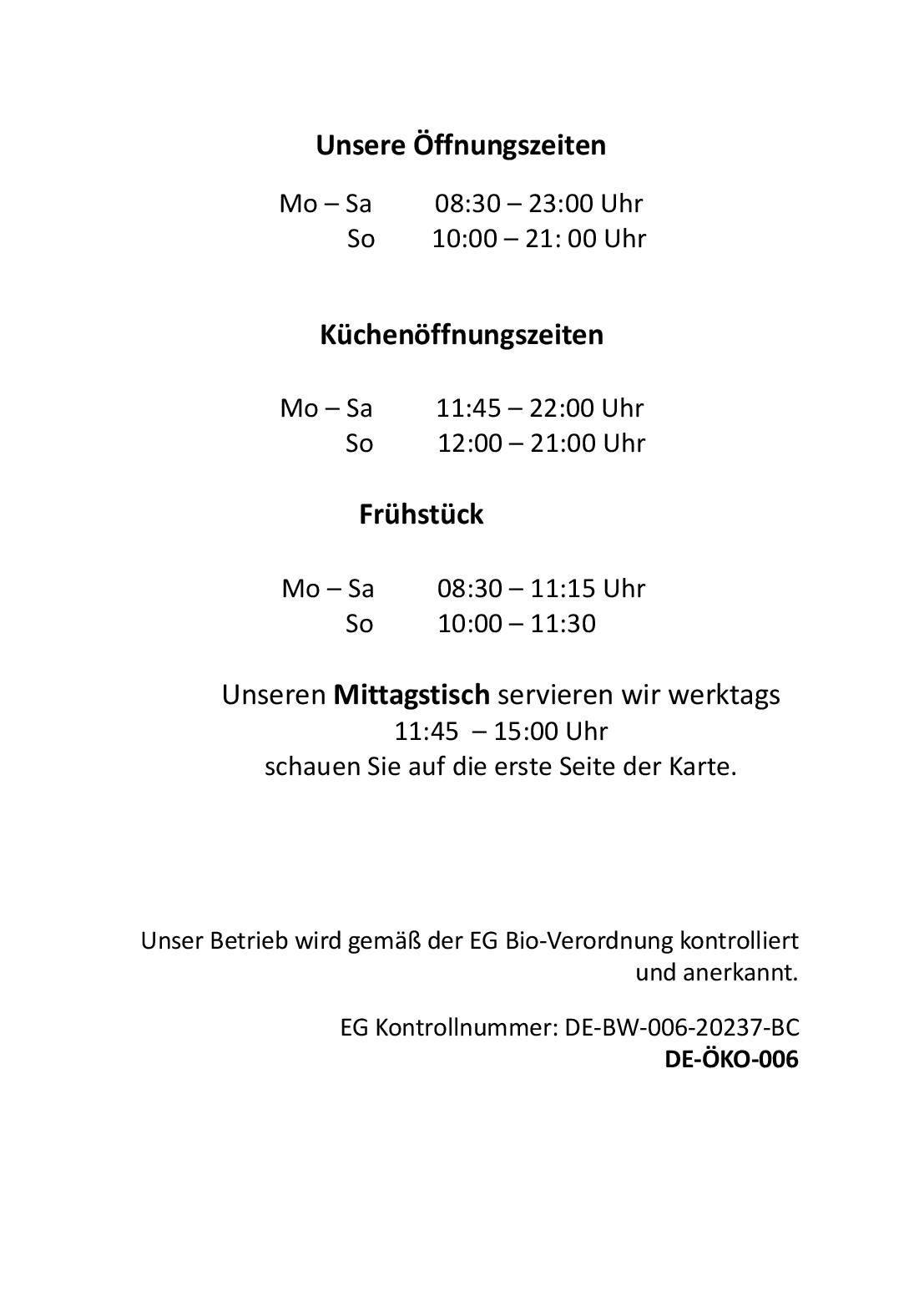 Speisekarte Eugens Bio Restaurant und Catering in Konstanz, Seite 3
