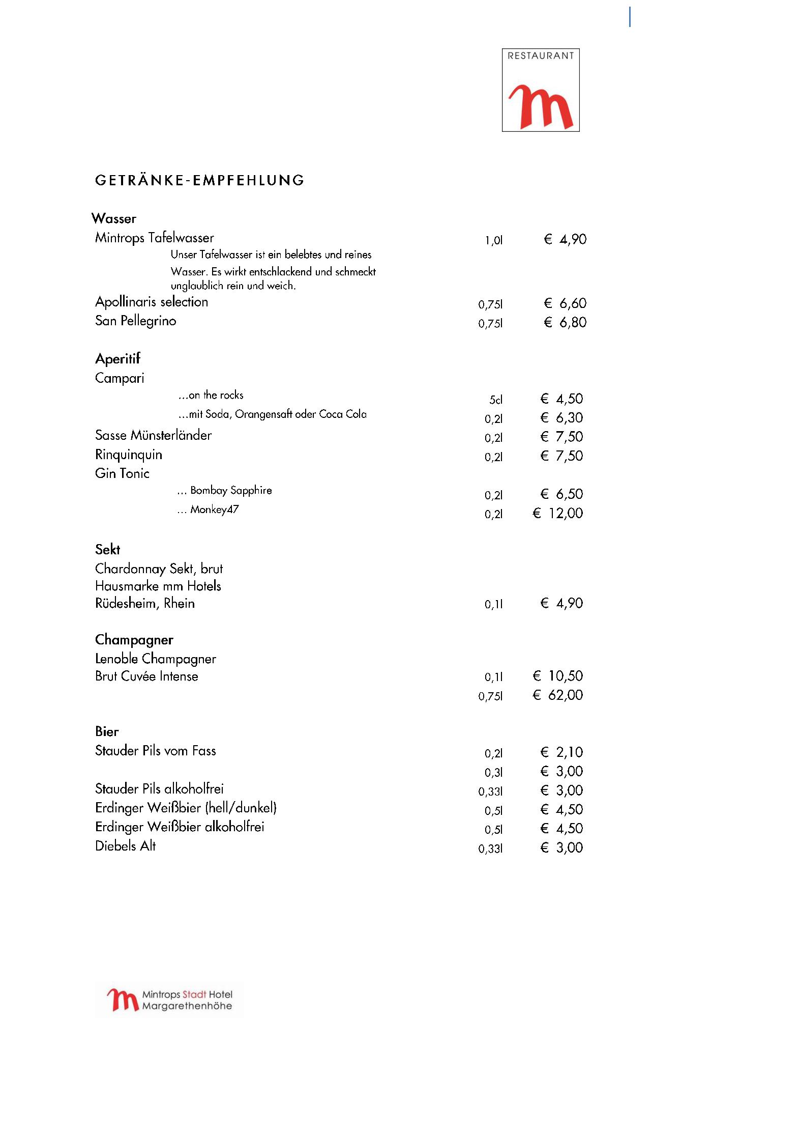 Speisekarte Mintrops Stadt Hotel - Restaurant M in Essen, Seite 8