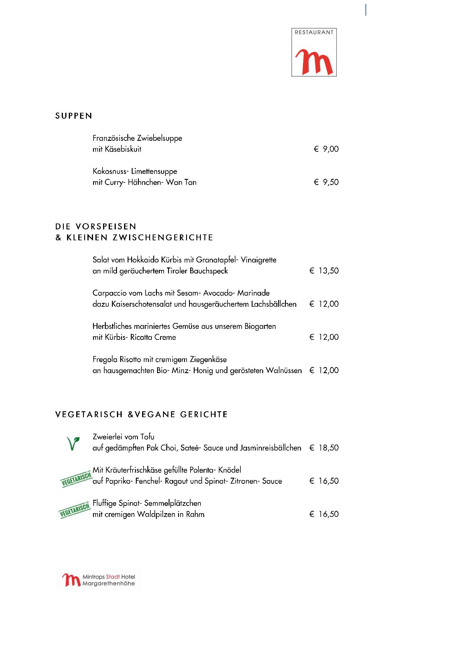 Speisekarte Mintrops Stadt Hotel - Restaurant M in Essen, Seite 11