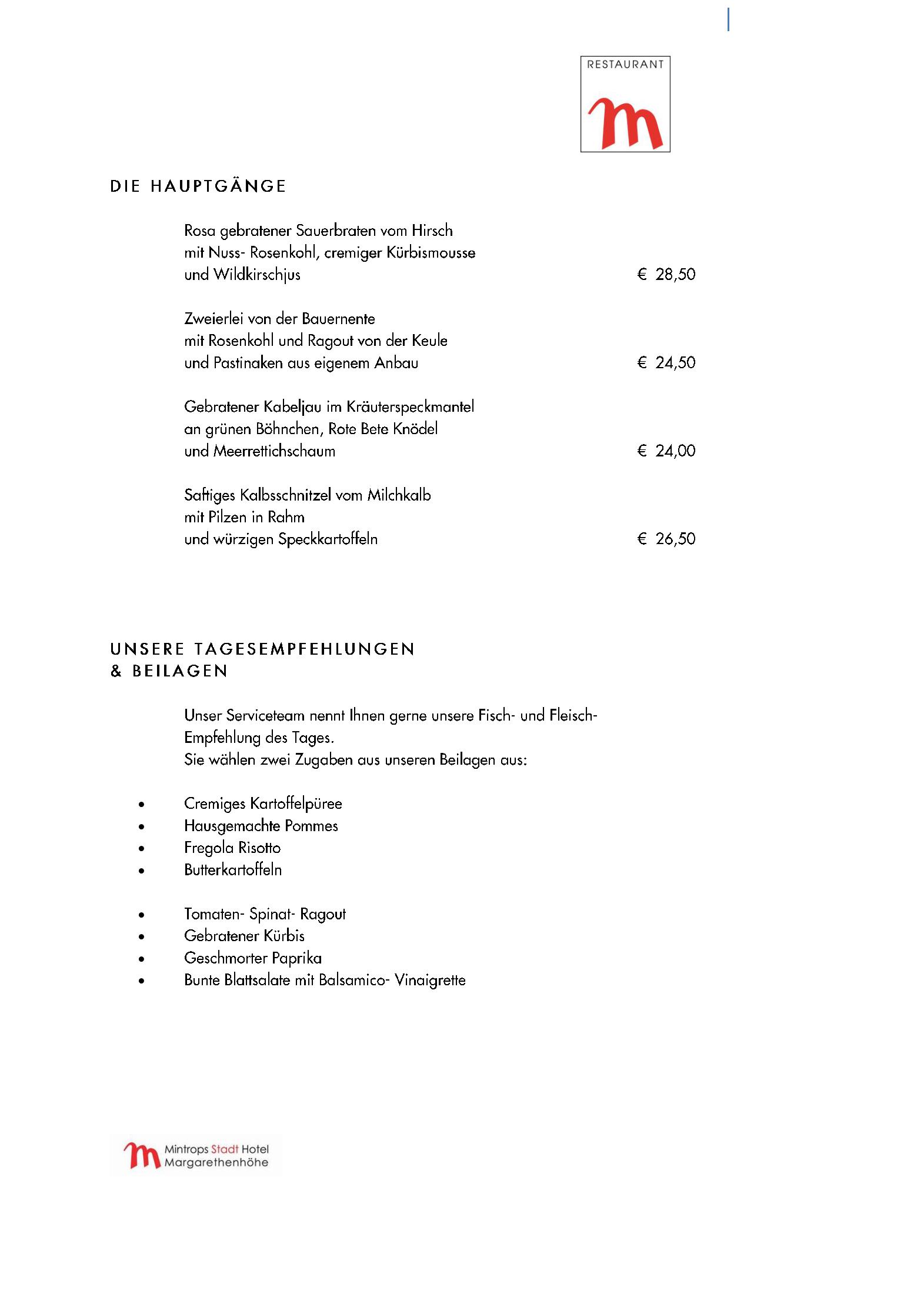 Speisekarte Mintrops Stadt Hotel - Restaurant M in Essen, Seite 12