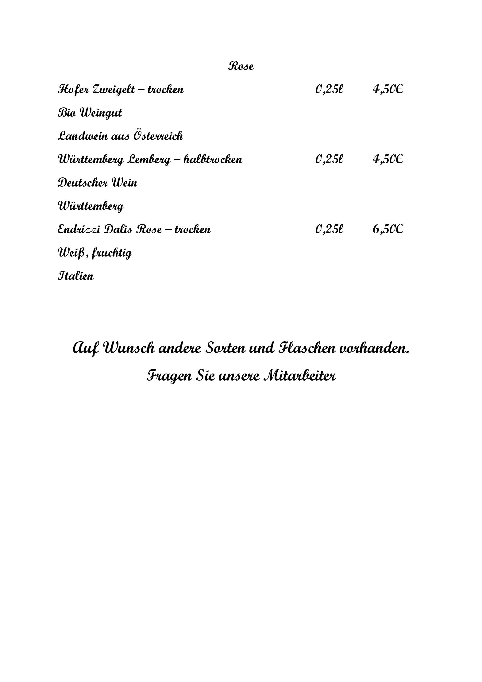 Speisekarte Landhotel Kesseltaler Hof in Amerdingen, Seite 4