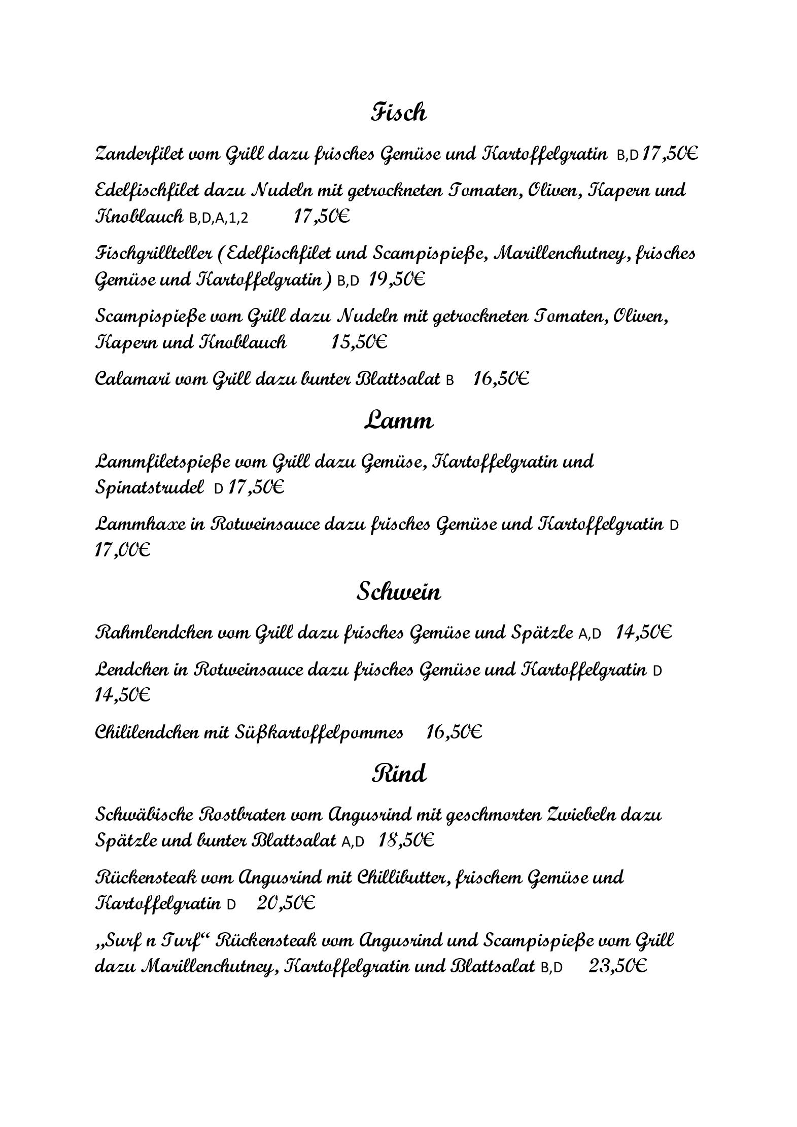 Speisekarte Landhotel Kesseltaler Hof in Amerdingen, Seite 7