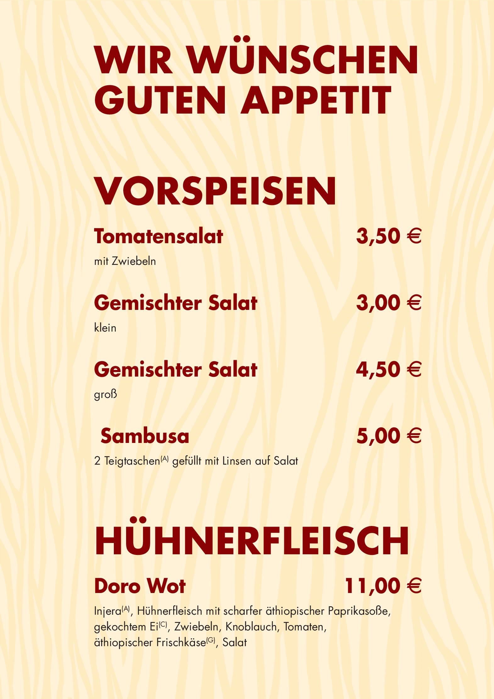 Speisekarte Mesob Restaurant in Nürnberg, Seite 1