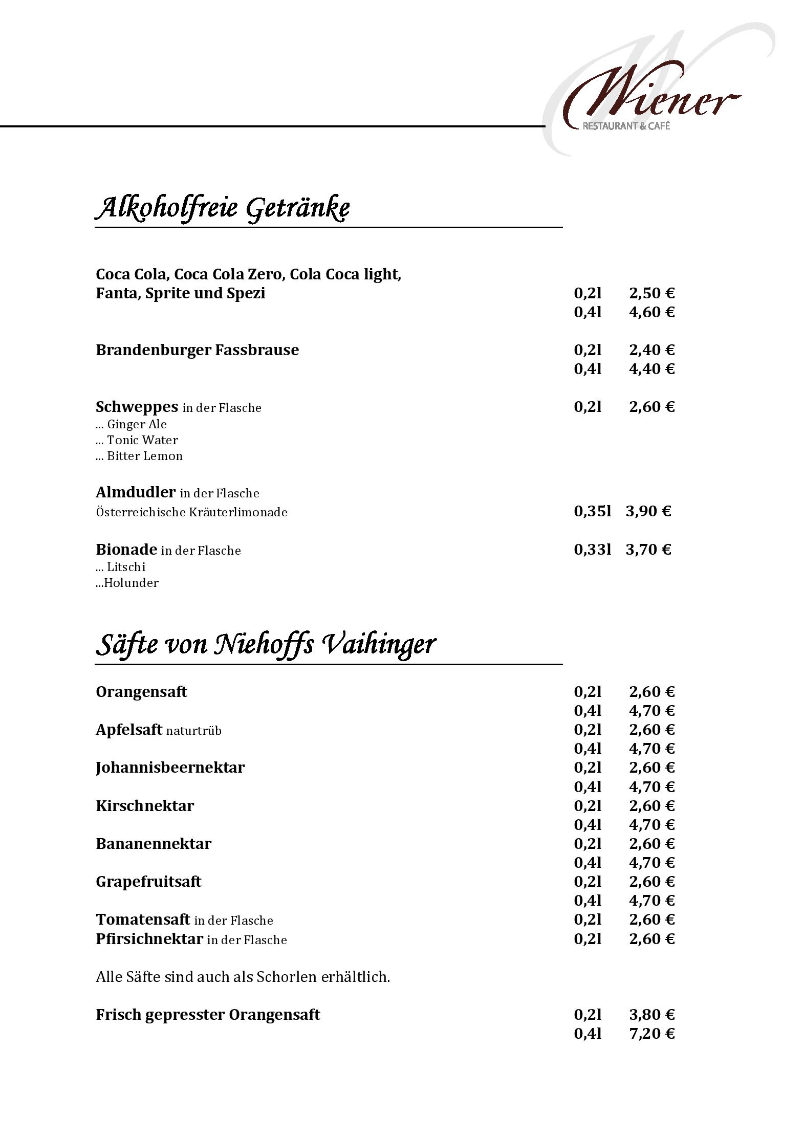 Speisekarte Wiener Restaurant & Café in Potsdam, Seite 13
