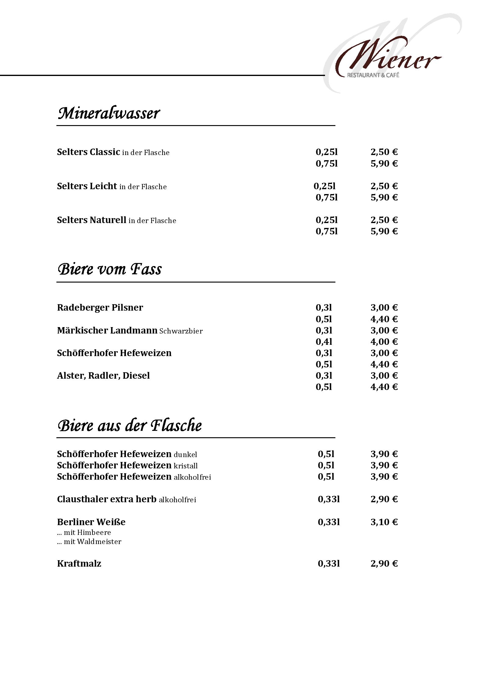 Speisekarte Wiener Restaurant & Café in Potsdam, Seite 14
