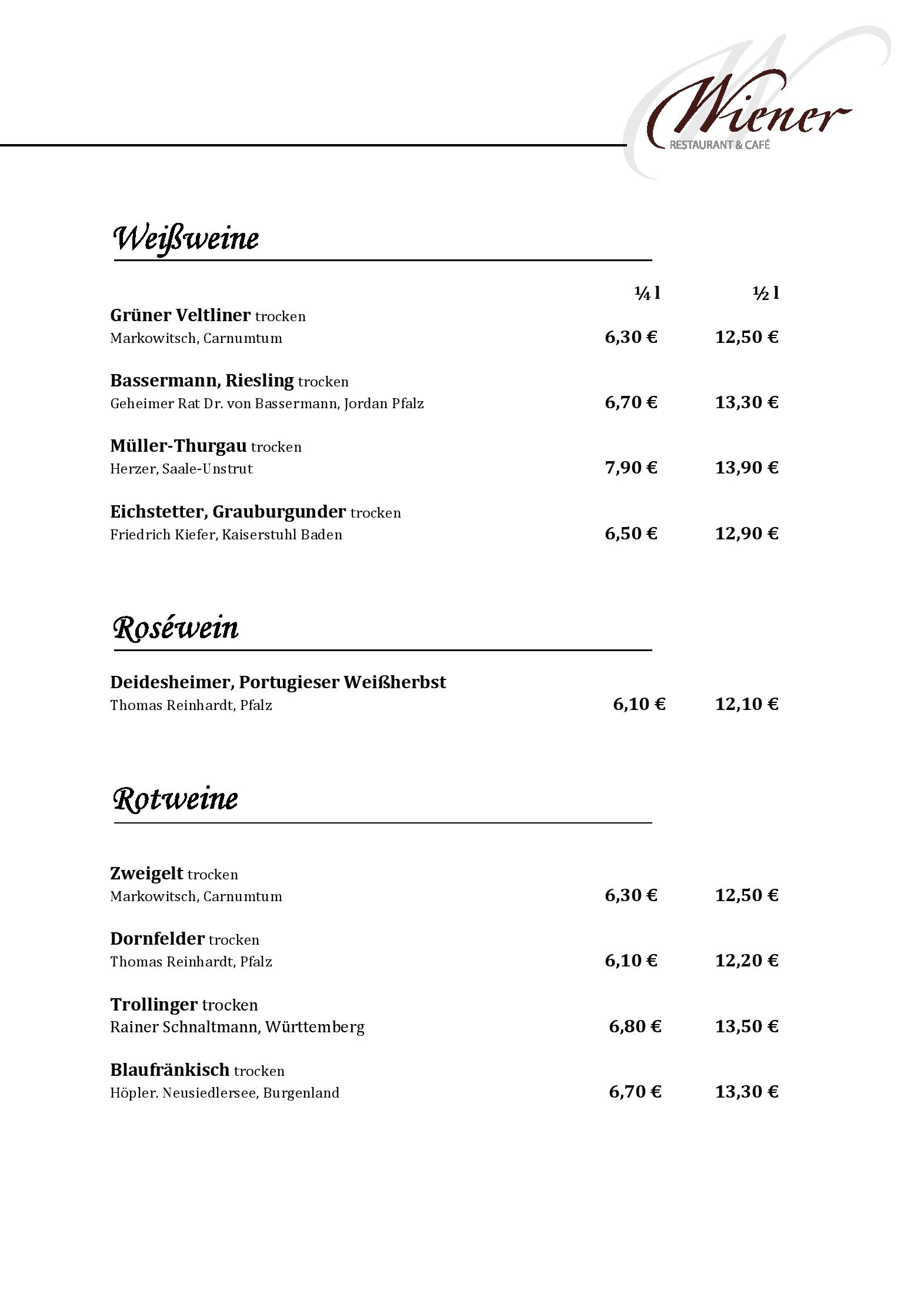 Speisekarte Wiener Restaurant & Café in Potsdam, Seite 15