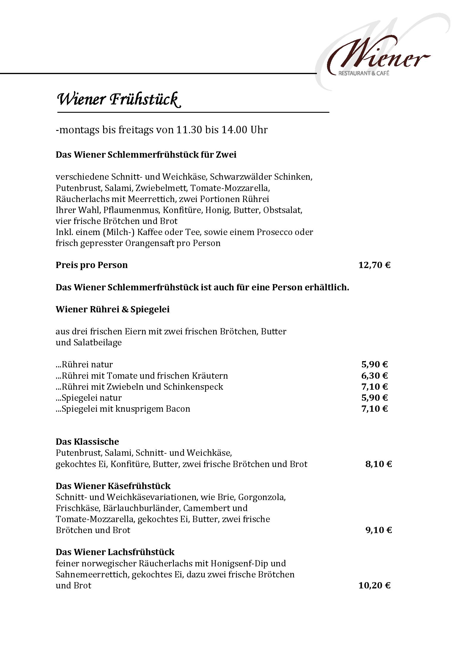 Speisekarte Wiener Restaurant & Café in Potsdam, Seite 4