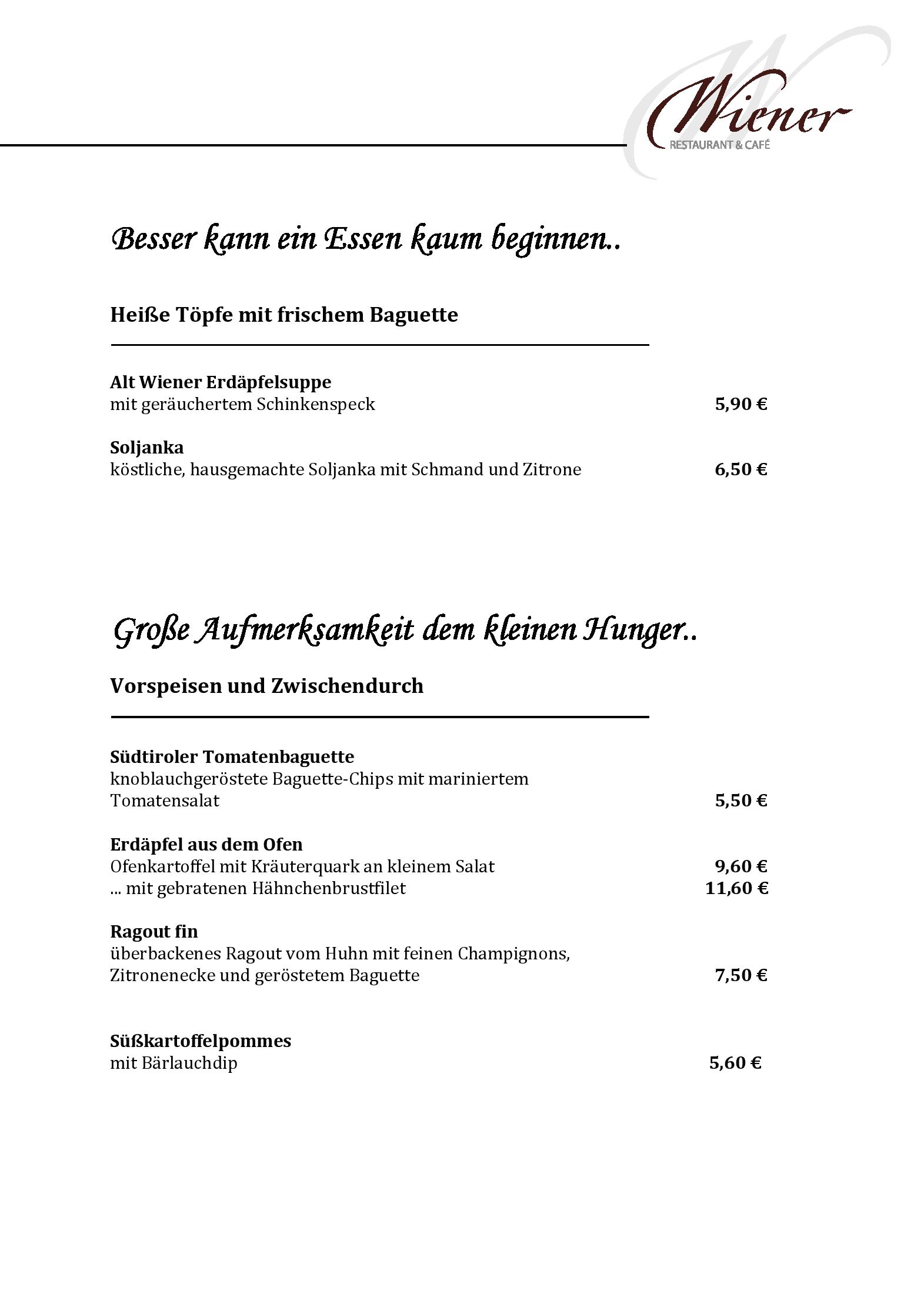Speisekarte Wiener Restaurant & Café in Potsdam, Seite 5