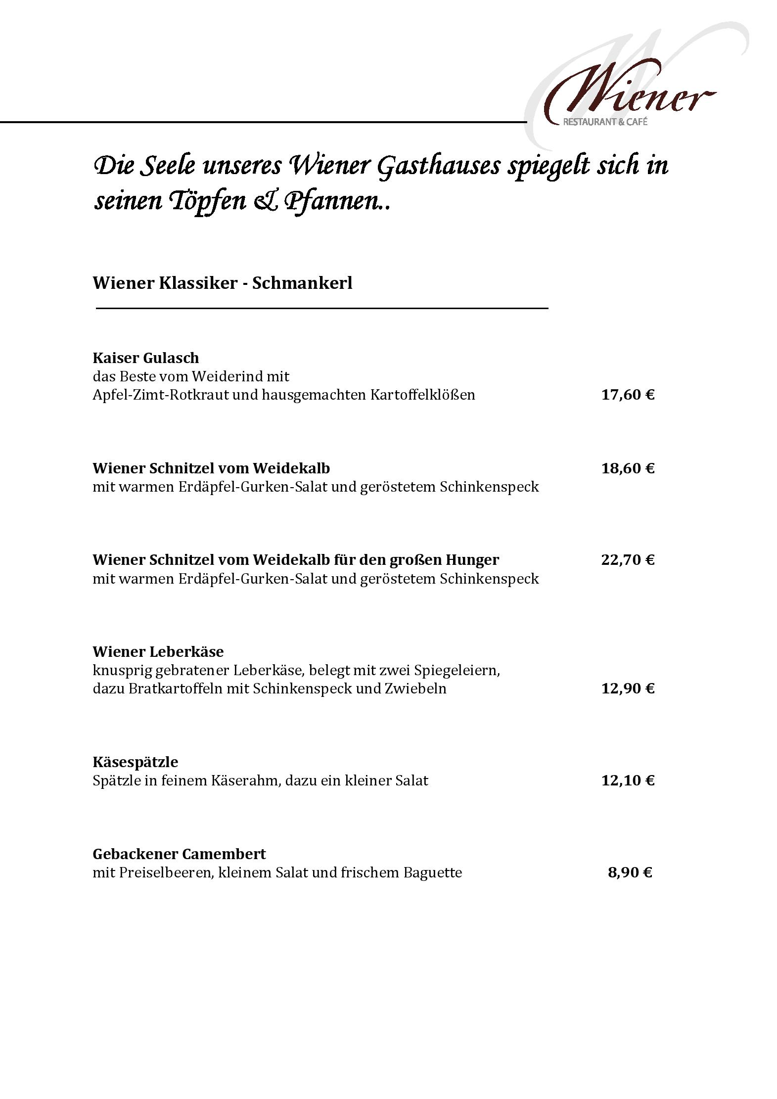 Speisekarte Wiener Restaurant & Café in Potsdam, Seite 7