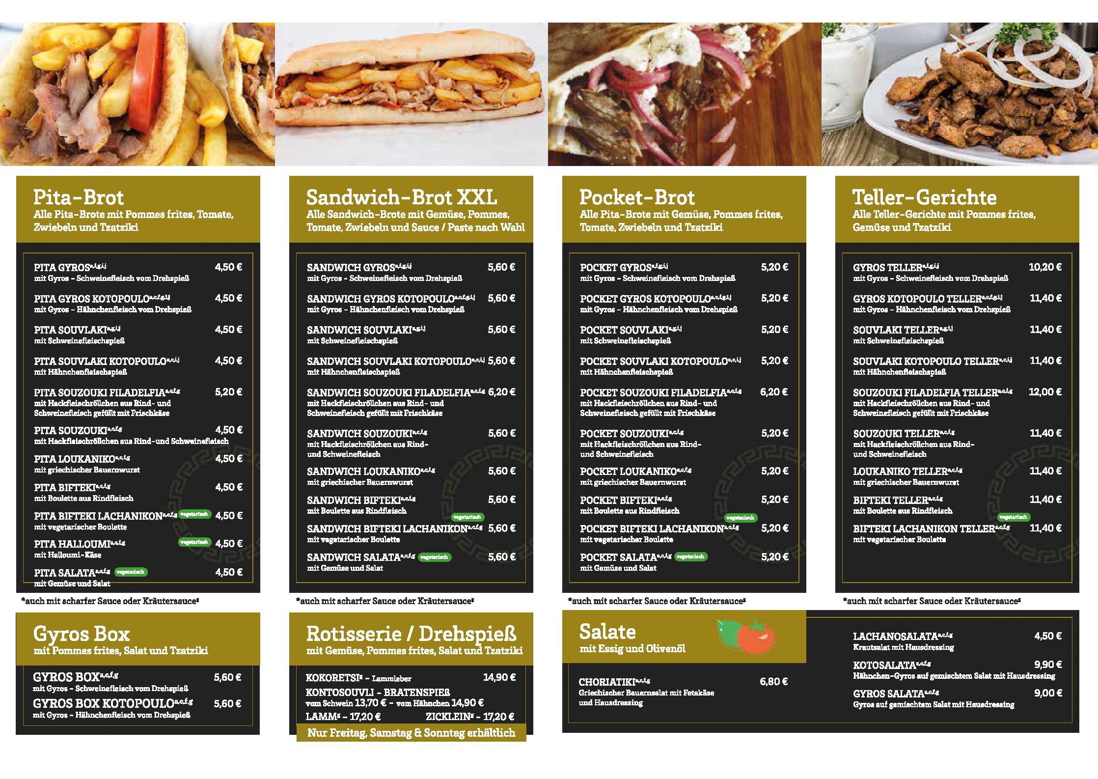 Speisekarte Gyros Grill Villa Christina in Berlin, Seite 1