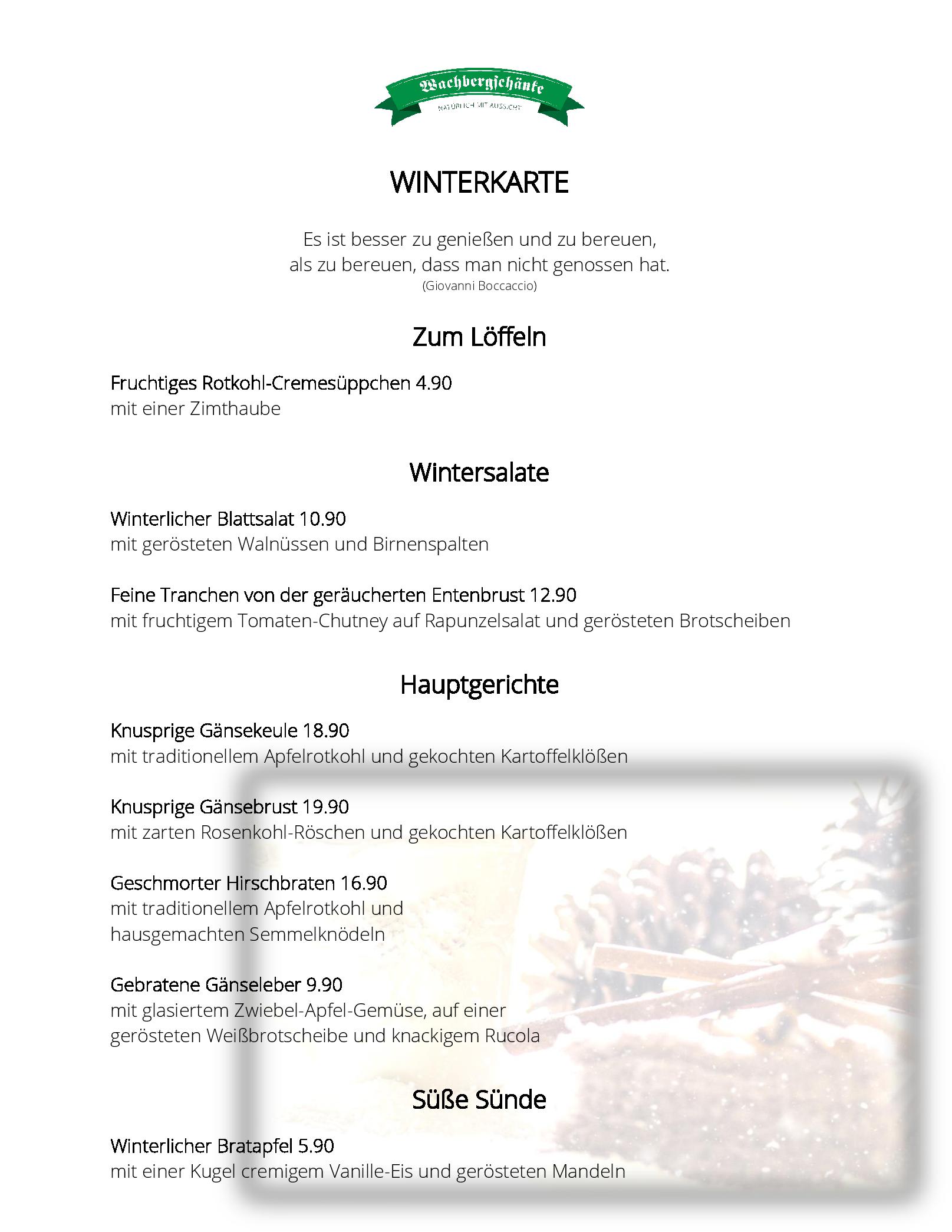 Speisekarte Wachbergschänke in Dresden, Seite 14