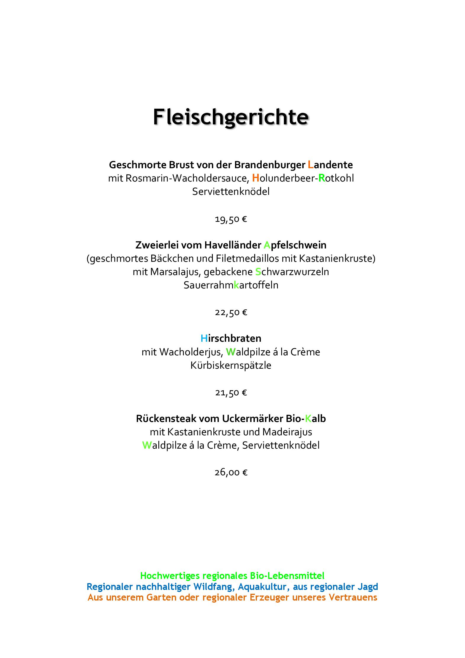 Speisekarte Bornmühle in Groß Nemerow, Seite 4