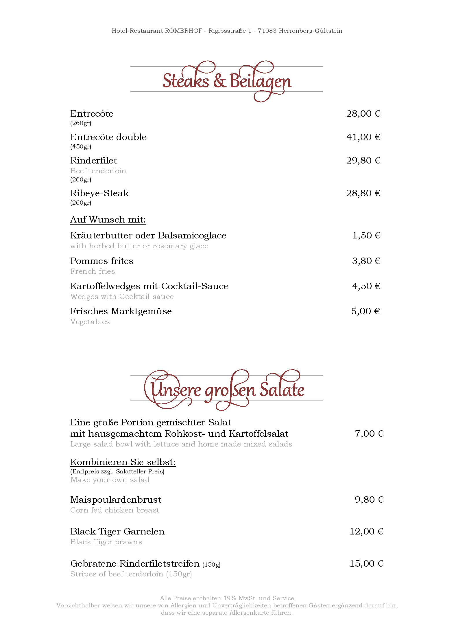 Speisekarte Hotel-Restaurant Römerhof in Herrenberg, Seite 3