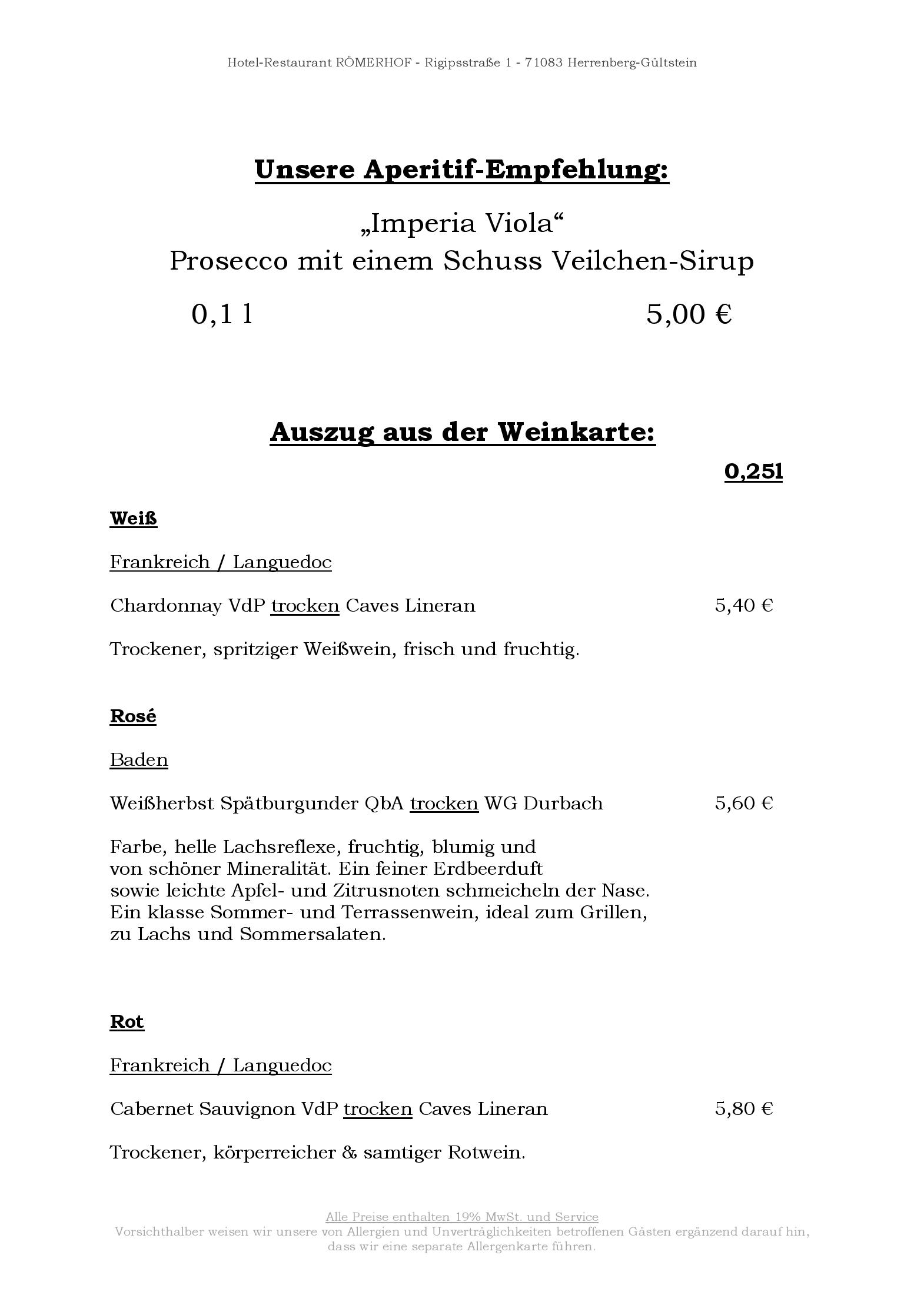 Speisekarte Hotel-Restaurant Römerhof in Herrenberg, Seite 4