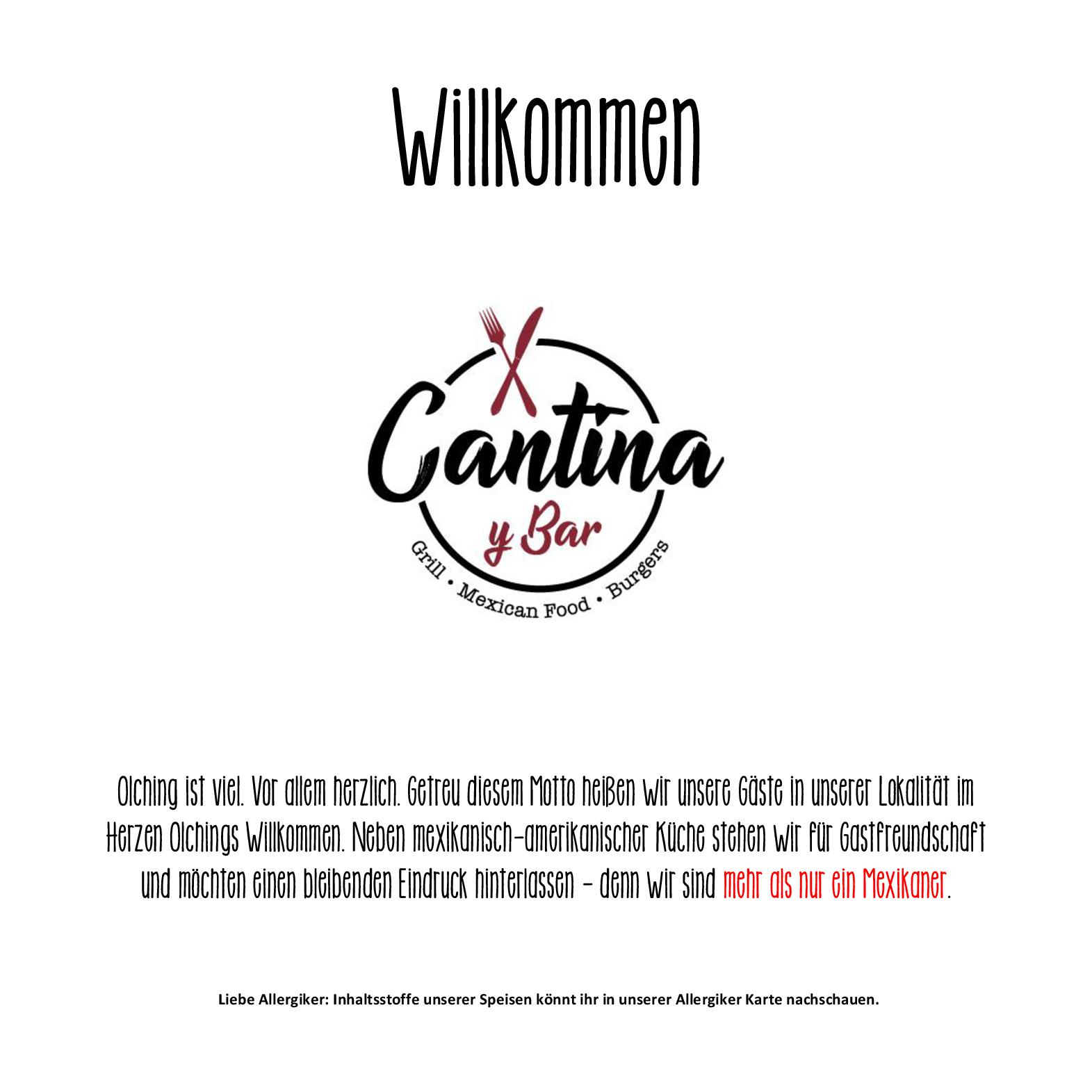 Speisekarte Cantina y Bar in Olching, Seite 1