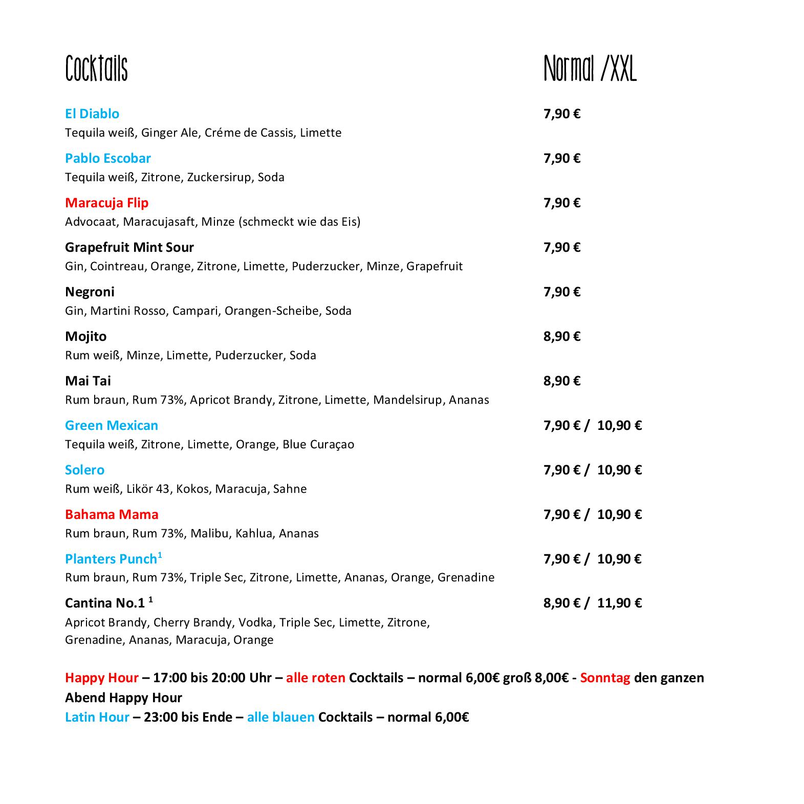 Speisekarte Cantina y Bar in Olching, Seite 16