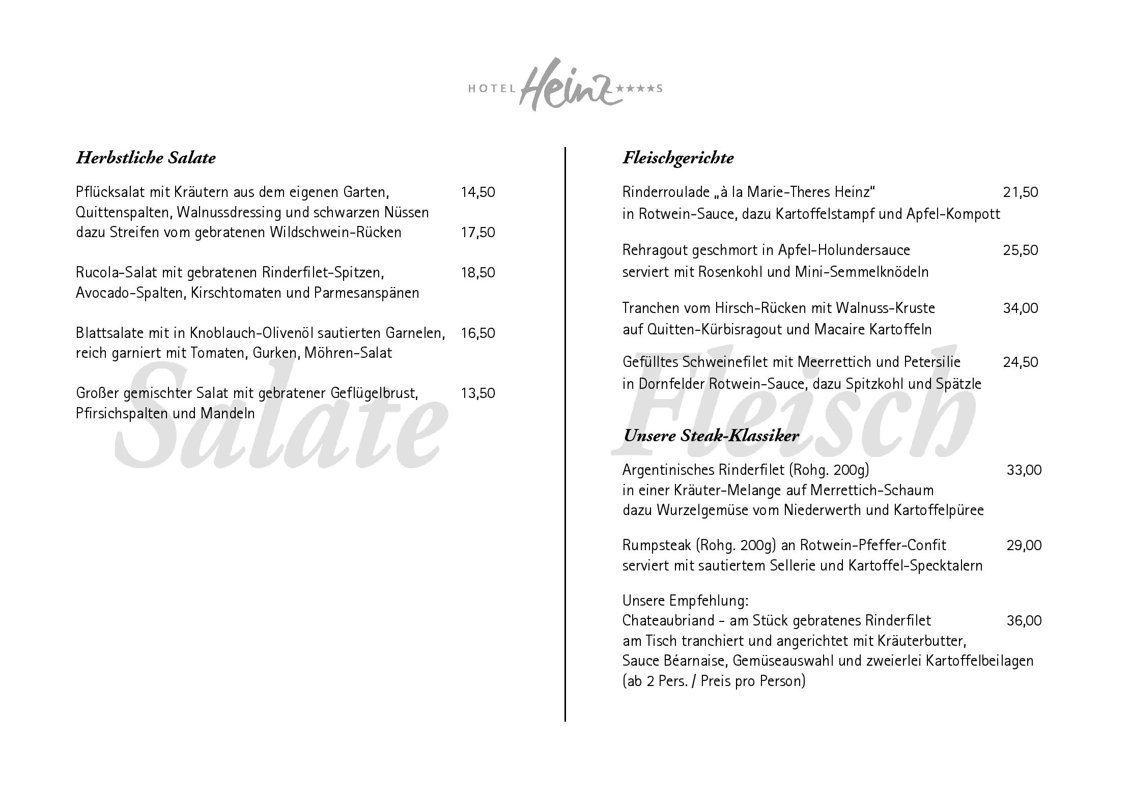 Speisekarte Hotel Heinz Restaurants in Höhr-Grenzhausen, Seite 14