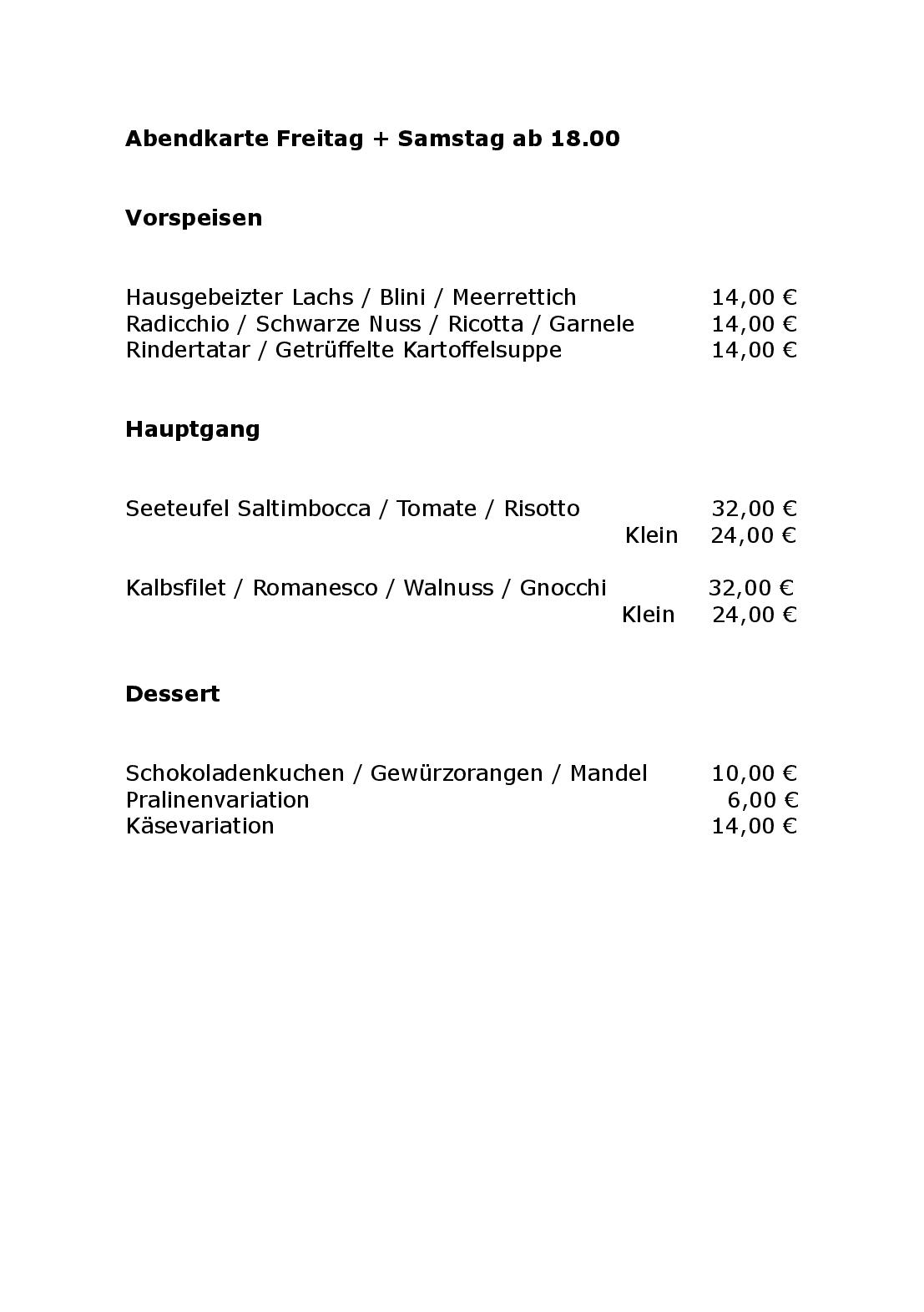 Speisekarte Spree Engel in Bad Oeynhausen, Seite 1