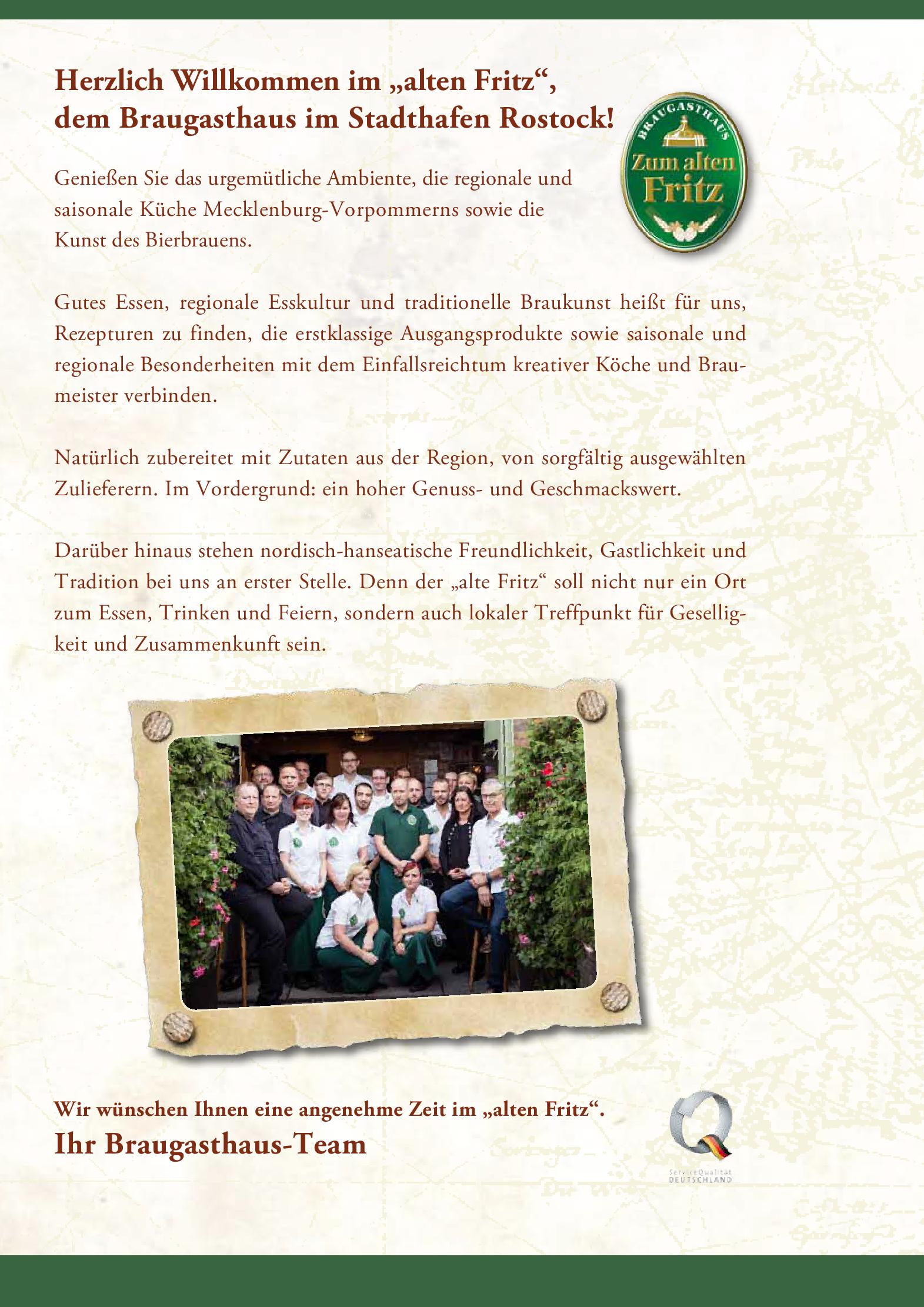 Speisekarte Braugasthaus Zum alten Fritz in Rostock, Seite 2
