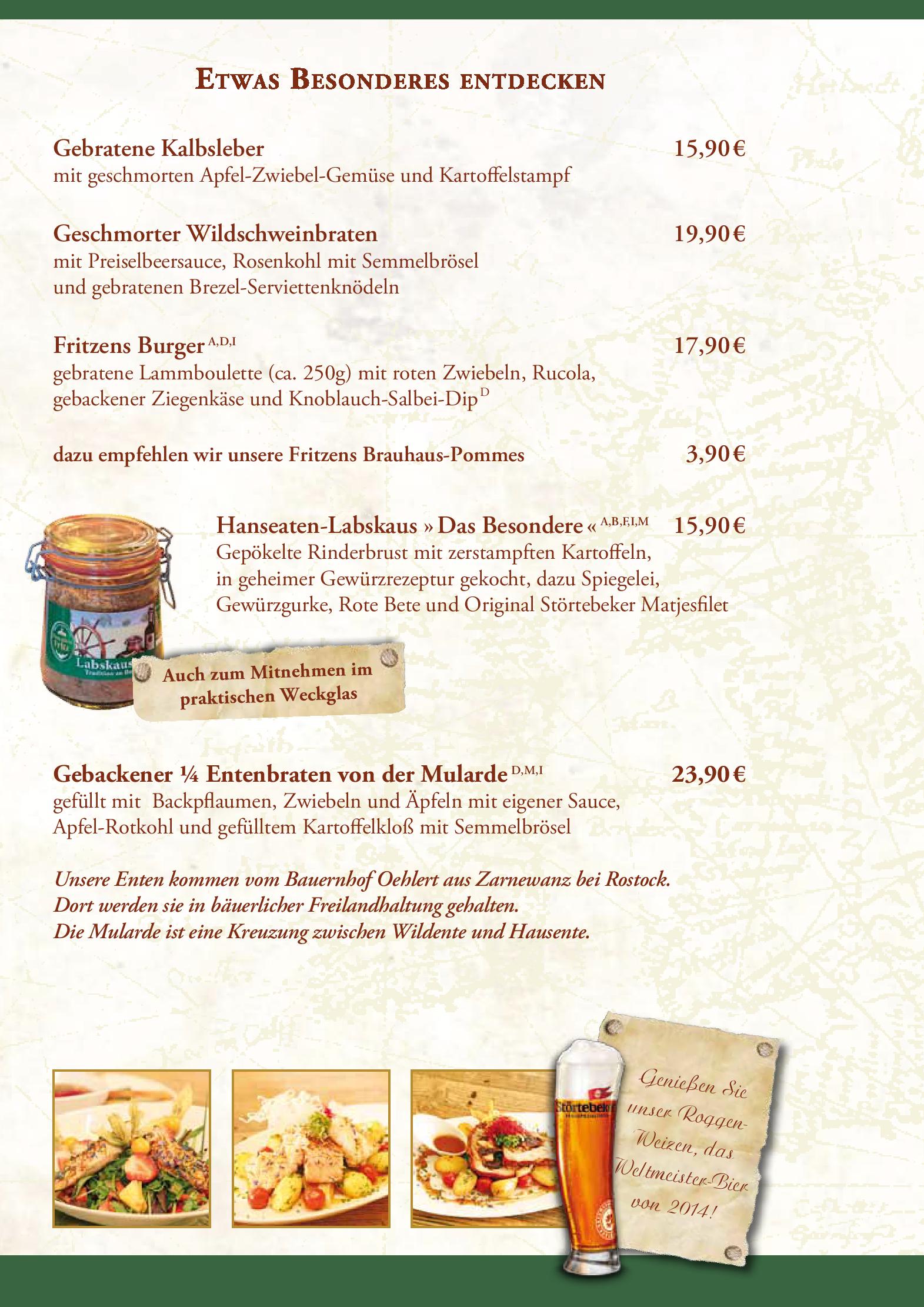 Speisekarte Braugasthaus Zum alten Fritz in Rostock, Seite 39