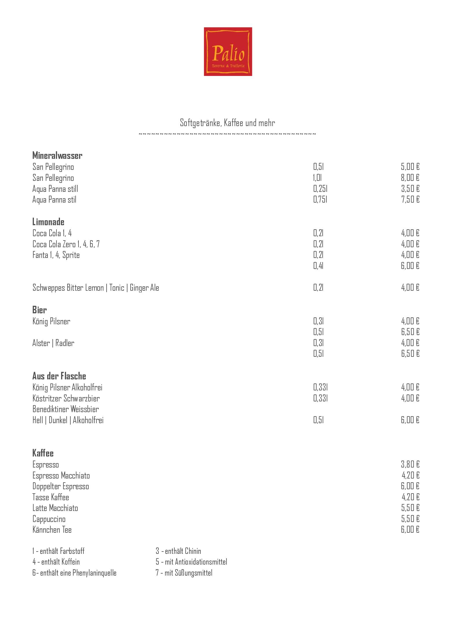 Speisekarte Palio Taverna & Trattoria im Hotel Fürstenhof in Celle, Seite 7