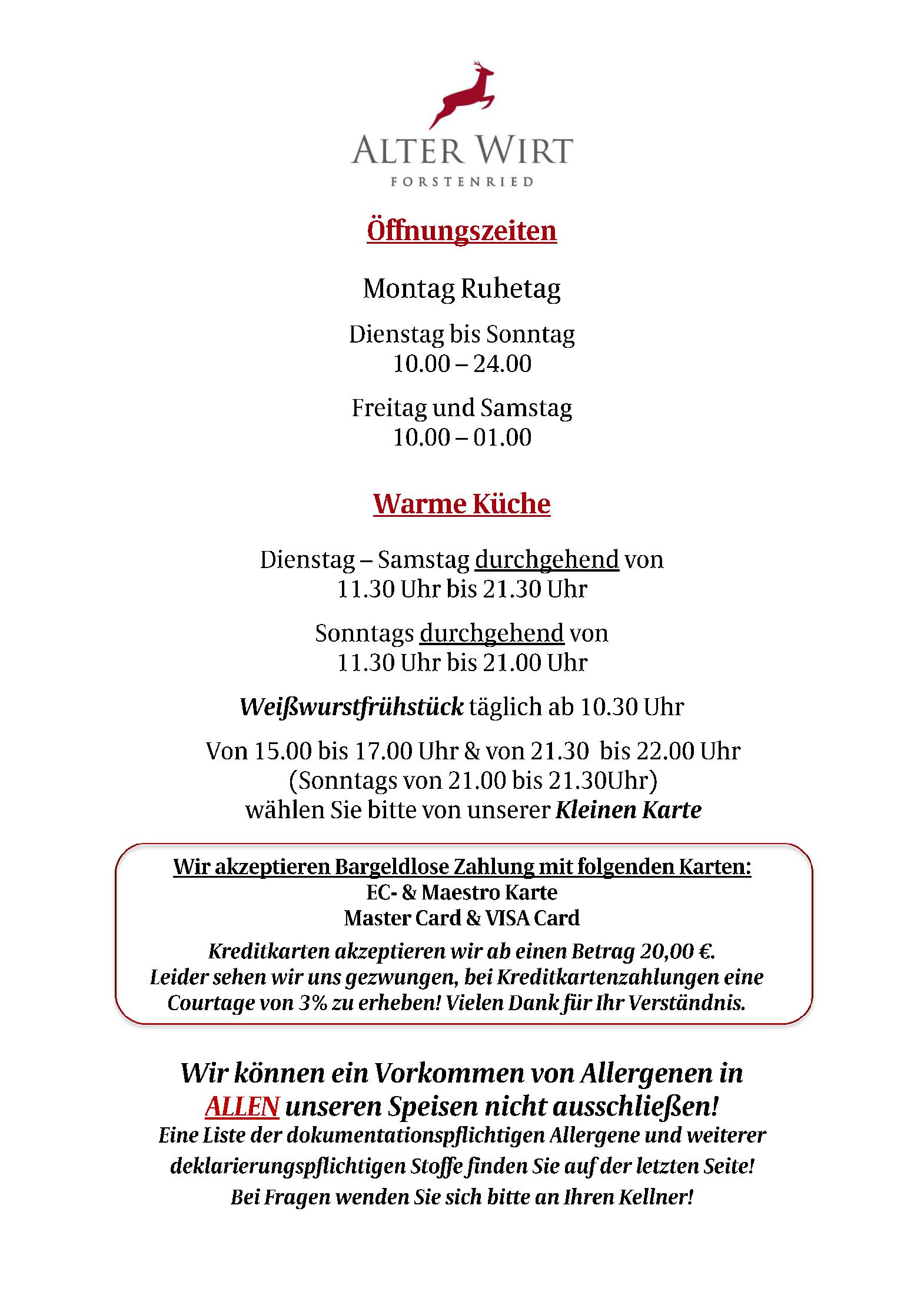 Speisekarte Alter Wirt Forstenried in München, Seite 2