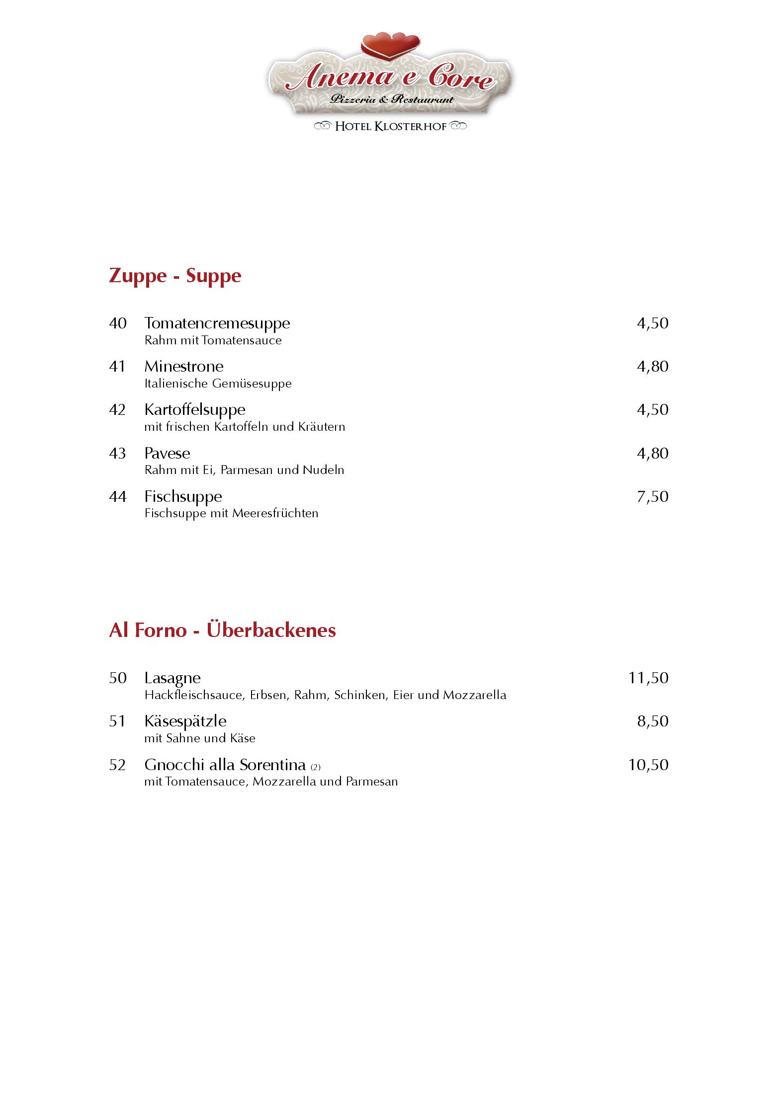 Speisekarte Restaurant und Pizzeria Klosterhof in Sankt Blasien, Seite 3