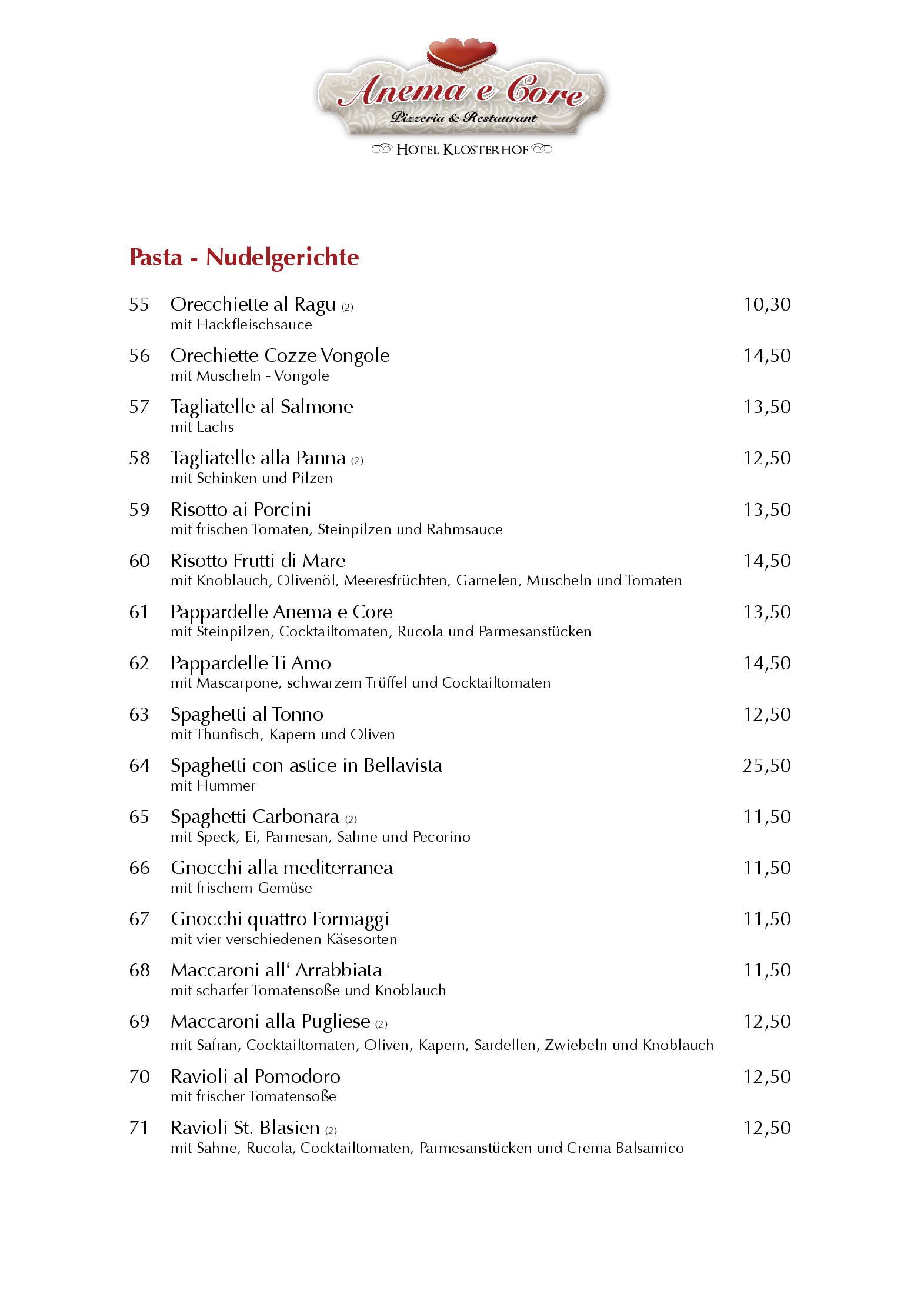 Speisekarte Restaurant und Pizzeria Klosterhof in Sankt Blasien, Seite 4