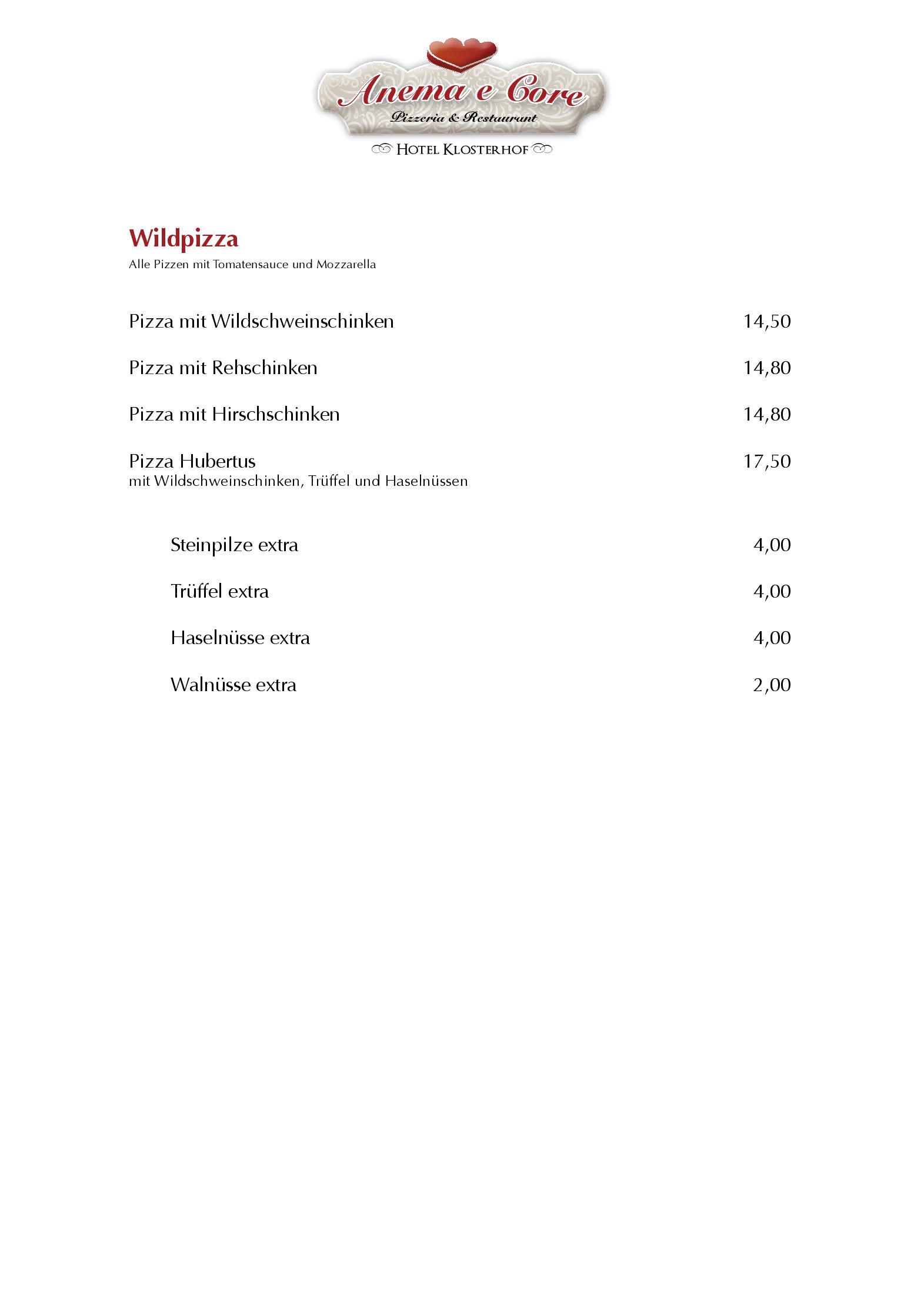 Speisekarte Restaurant und Pizzeria Klosterhof in Sankt Blasien, Seite 6