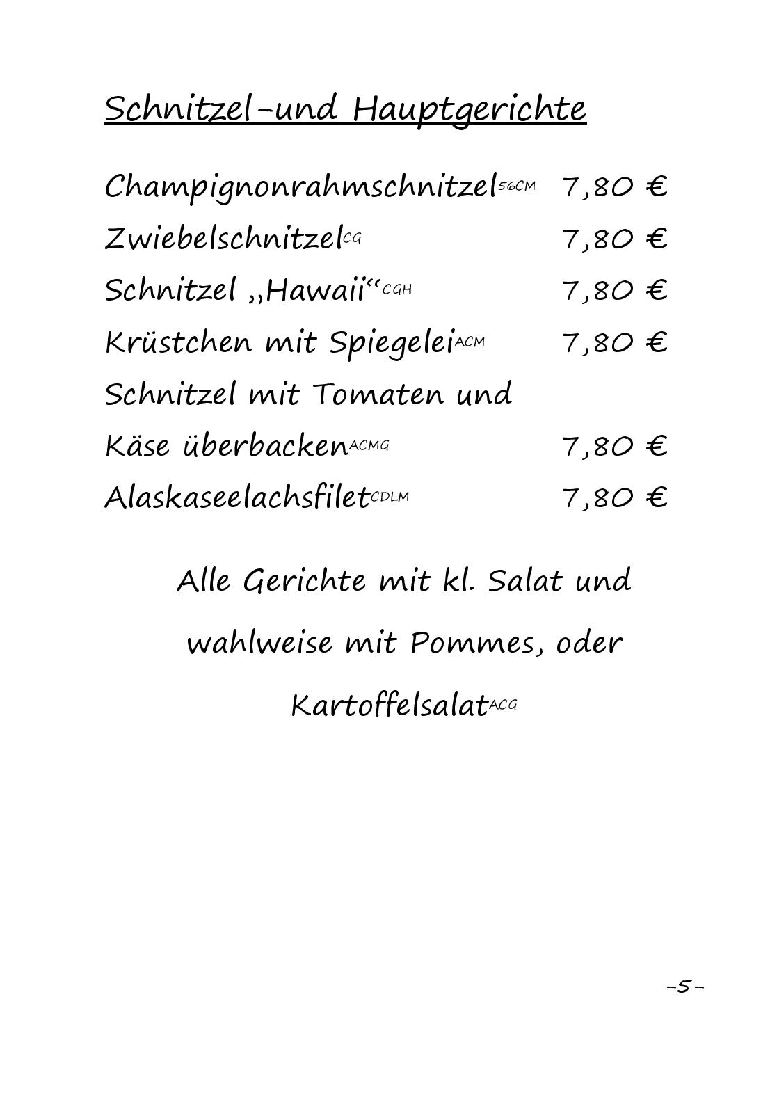 Speisekarte Hallenbad Bistro in Dillenburg, Seite 5