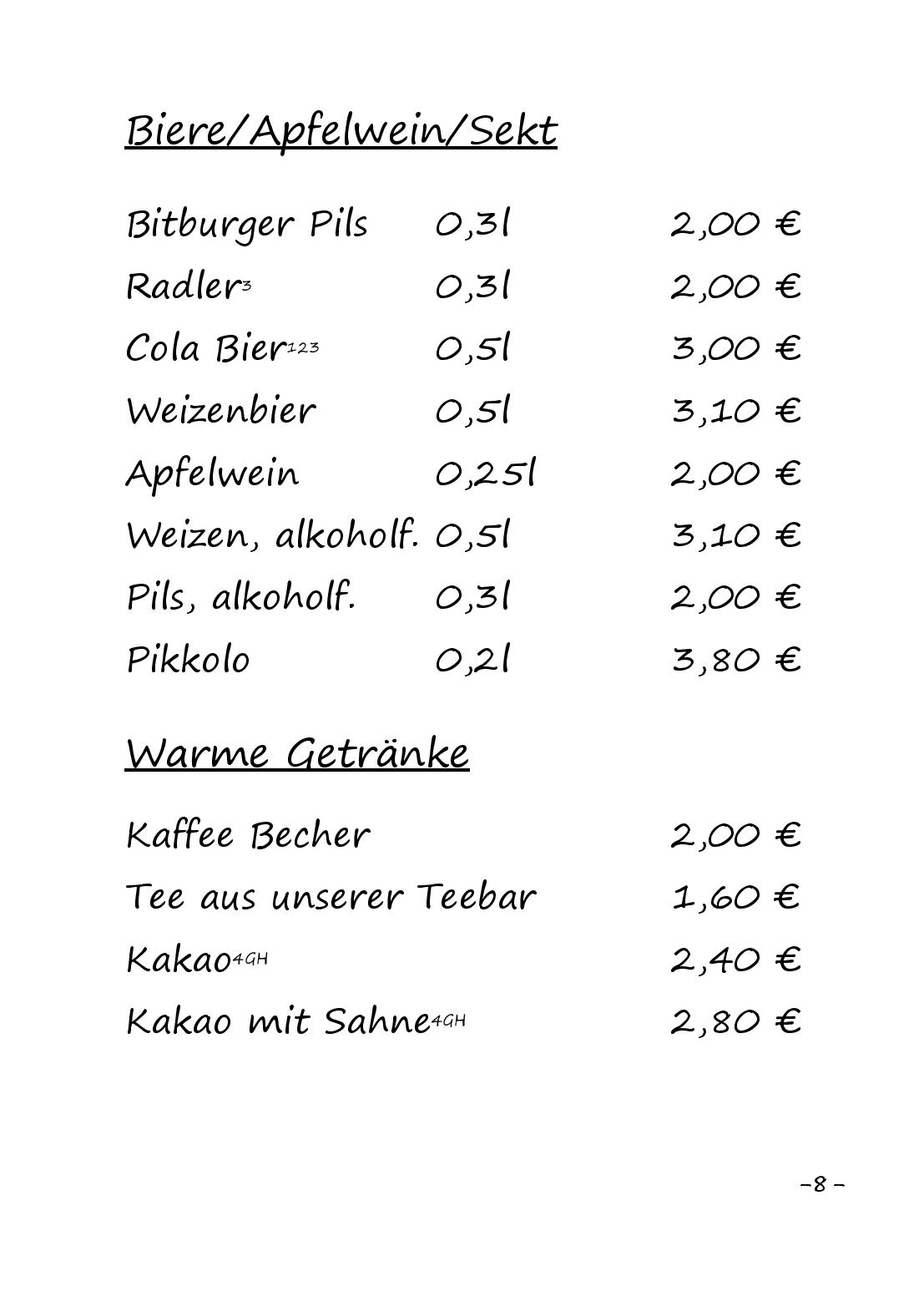 Speisekarte Hallenbad Bistro in Dillenburg, Seite 8