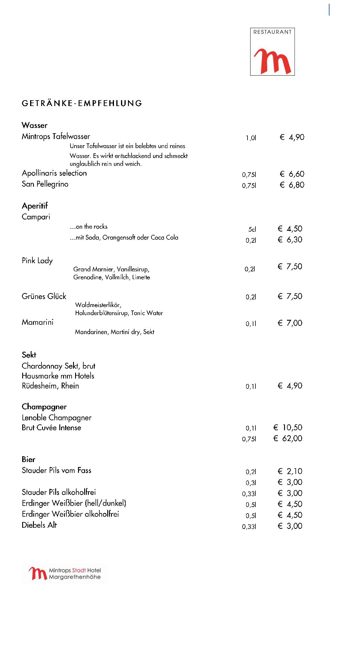 Speisekarte Mintrops Stadt Hotel - Restaurant M in Essen, Seite 17