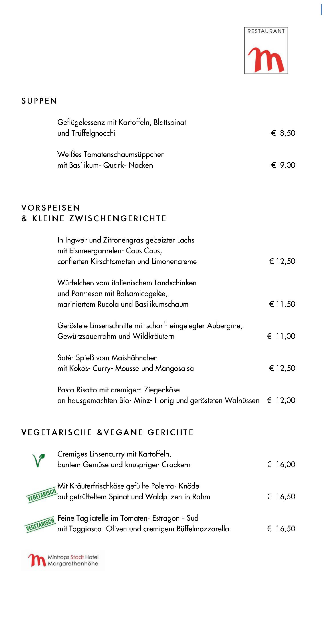 Speisekarte Mintrops Stadt Hotel - Restaurant M in Essen, Seite 20