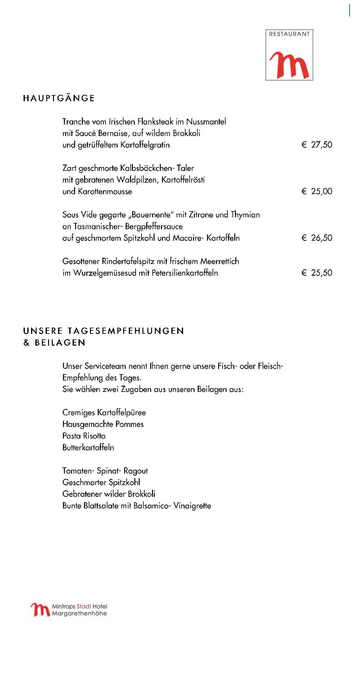 Speisekarte Mintrops Stadt Hotel - Restaurant M in Essen, Seite 21