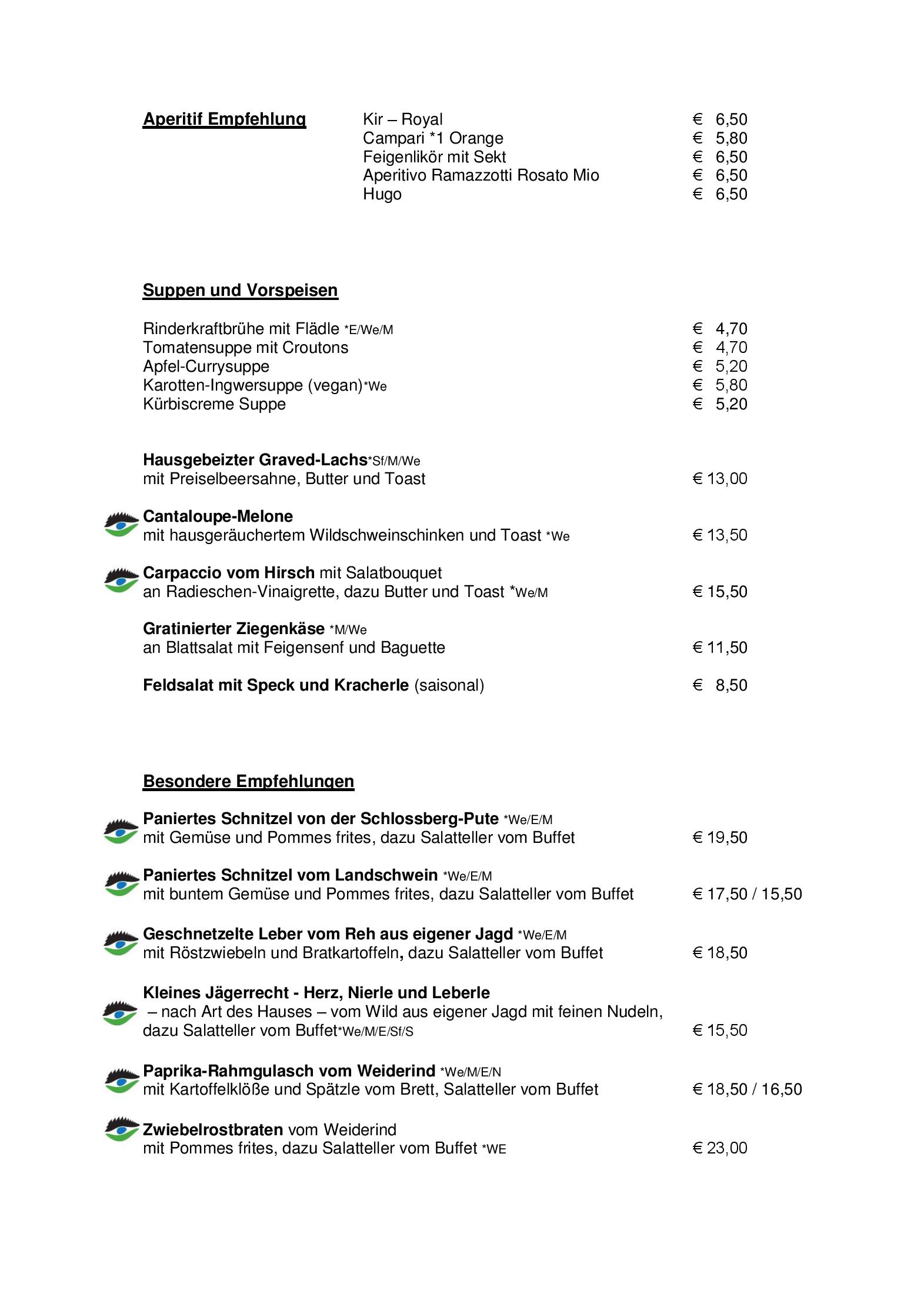 Speisekarte Hotel-Restaurant Badischer Hof in Biberach, Seite 2