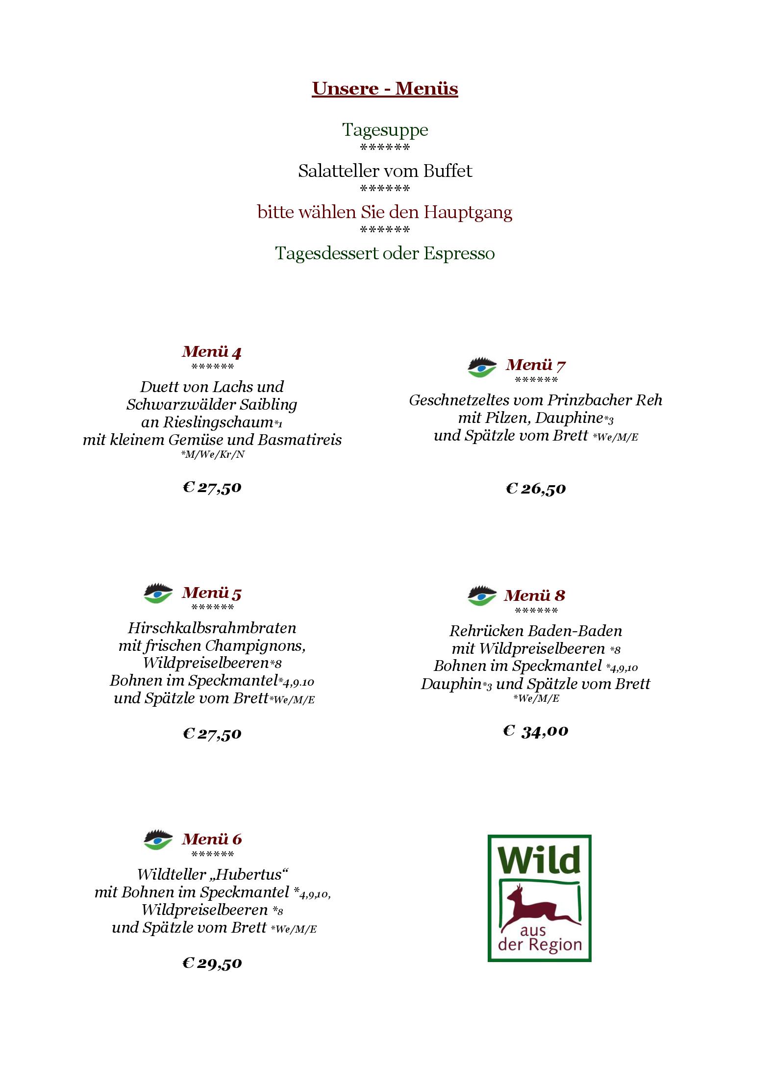 Speisekarte Hotel-Restaurant Badischer Hof in Biberach, Seite 4