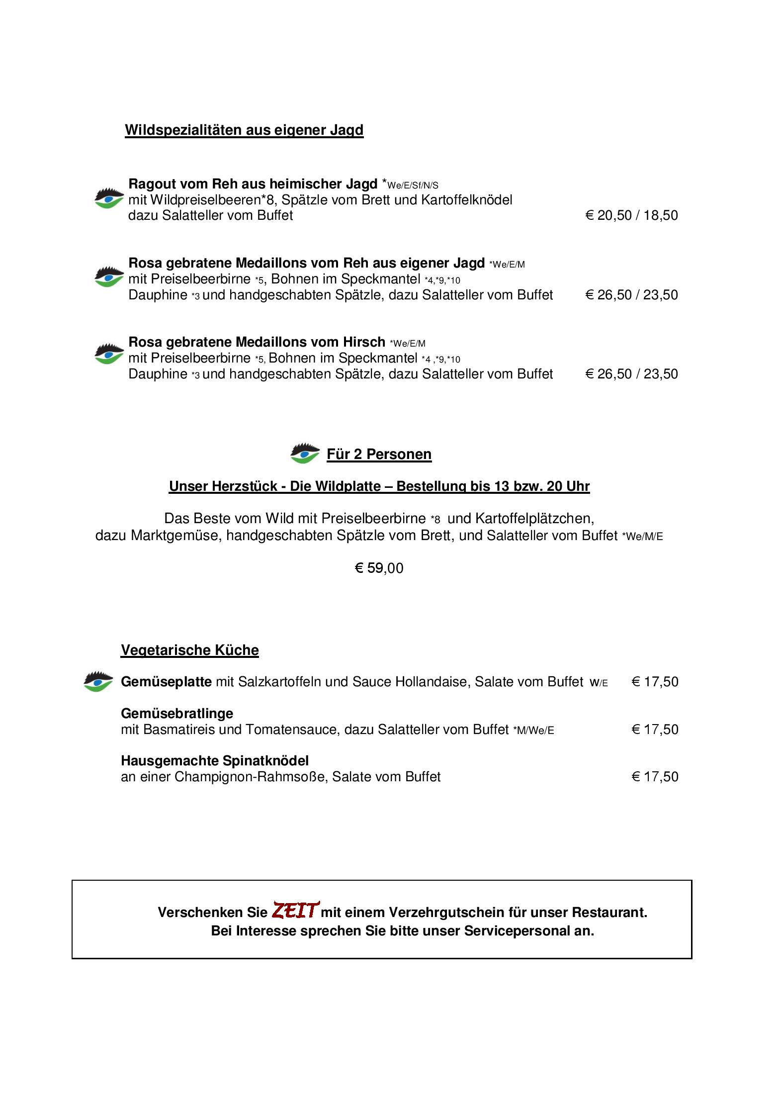 Speisekarte Hotel-Restaurant Badischer Hof in Biberach, Seite 5