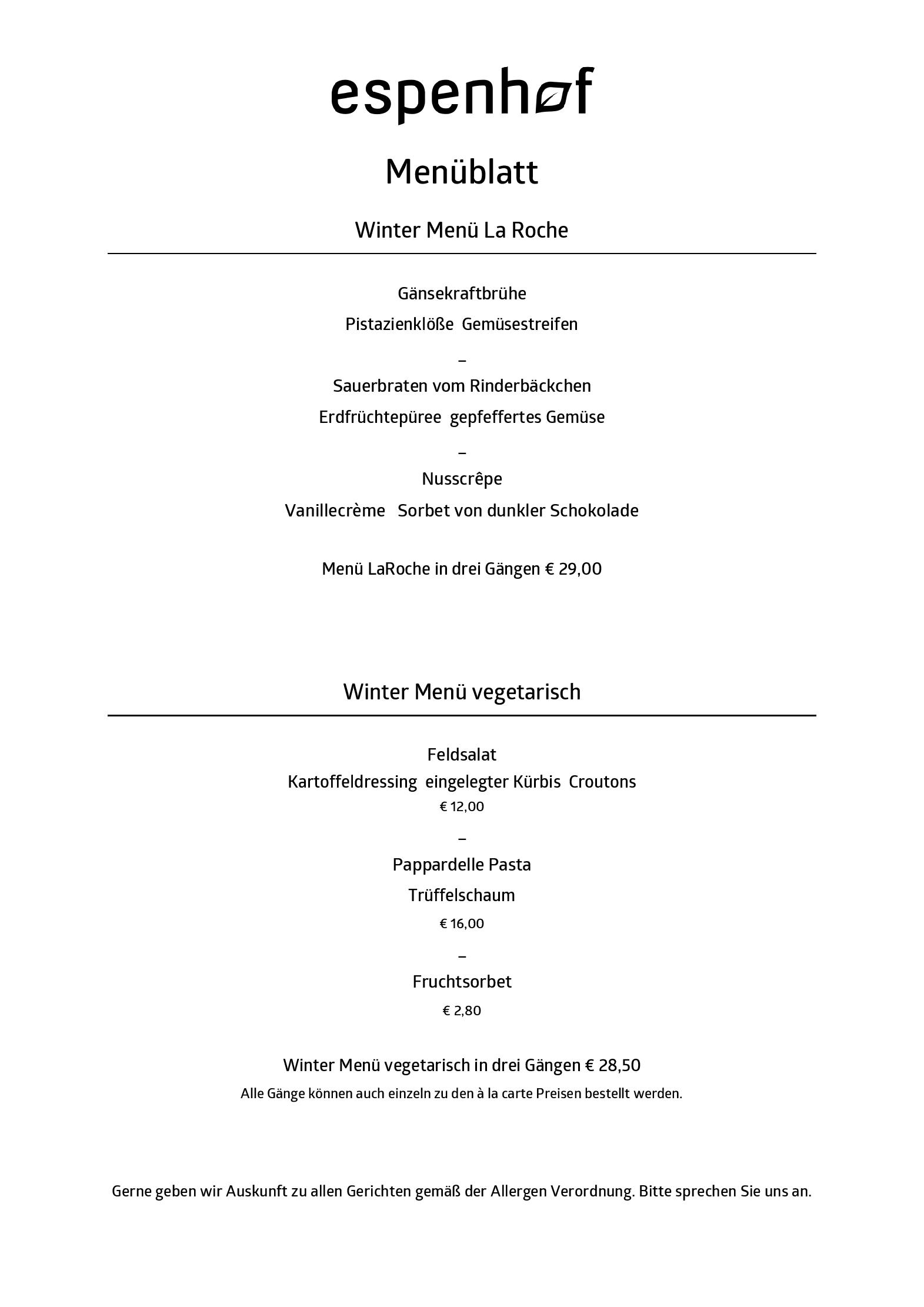 Speisekarte Weinrestaurant Espenhof in Flonheim-Uffhofen, Seite 2