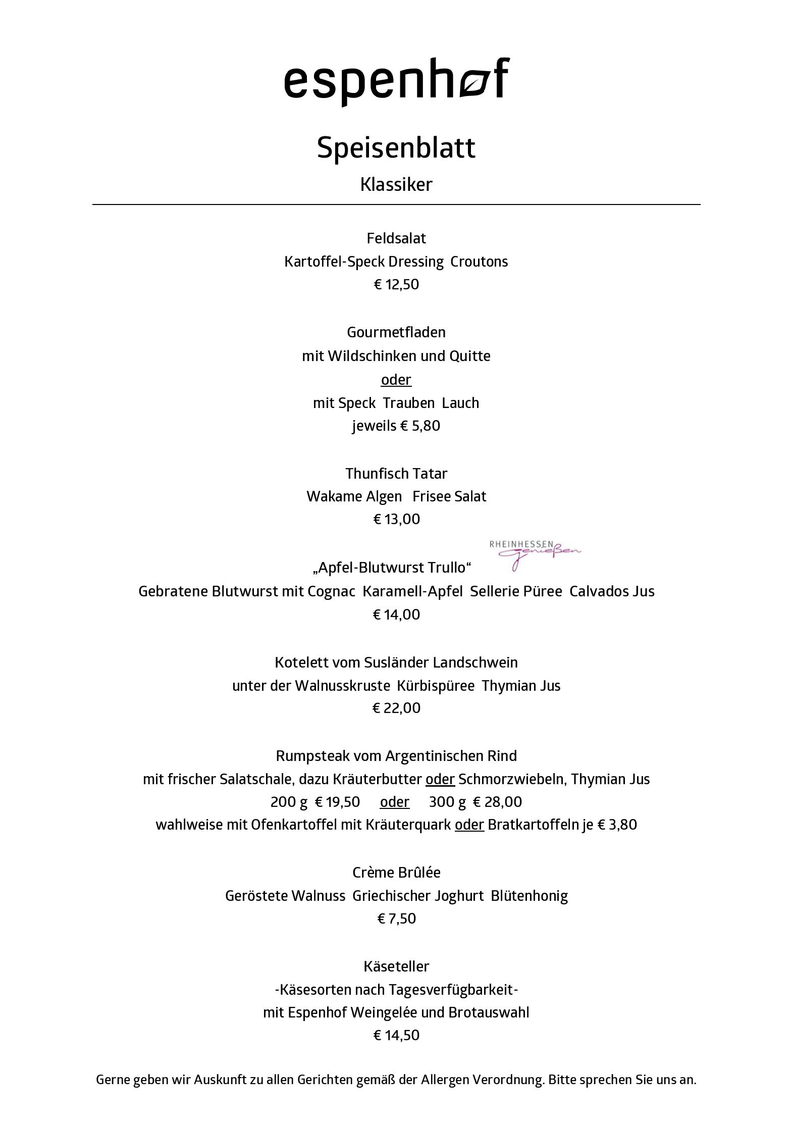 Speisekarte Weinrestaurant Espenhof in Flonheim-Uffhofen, Seite 3