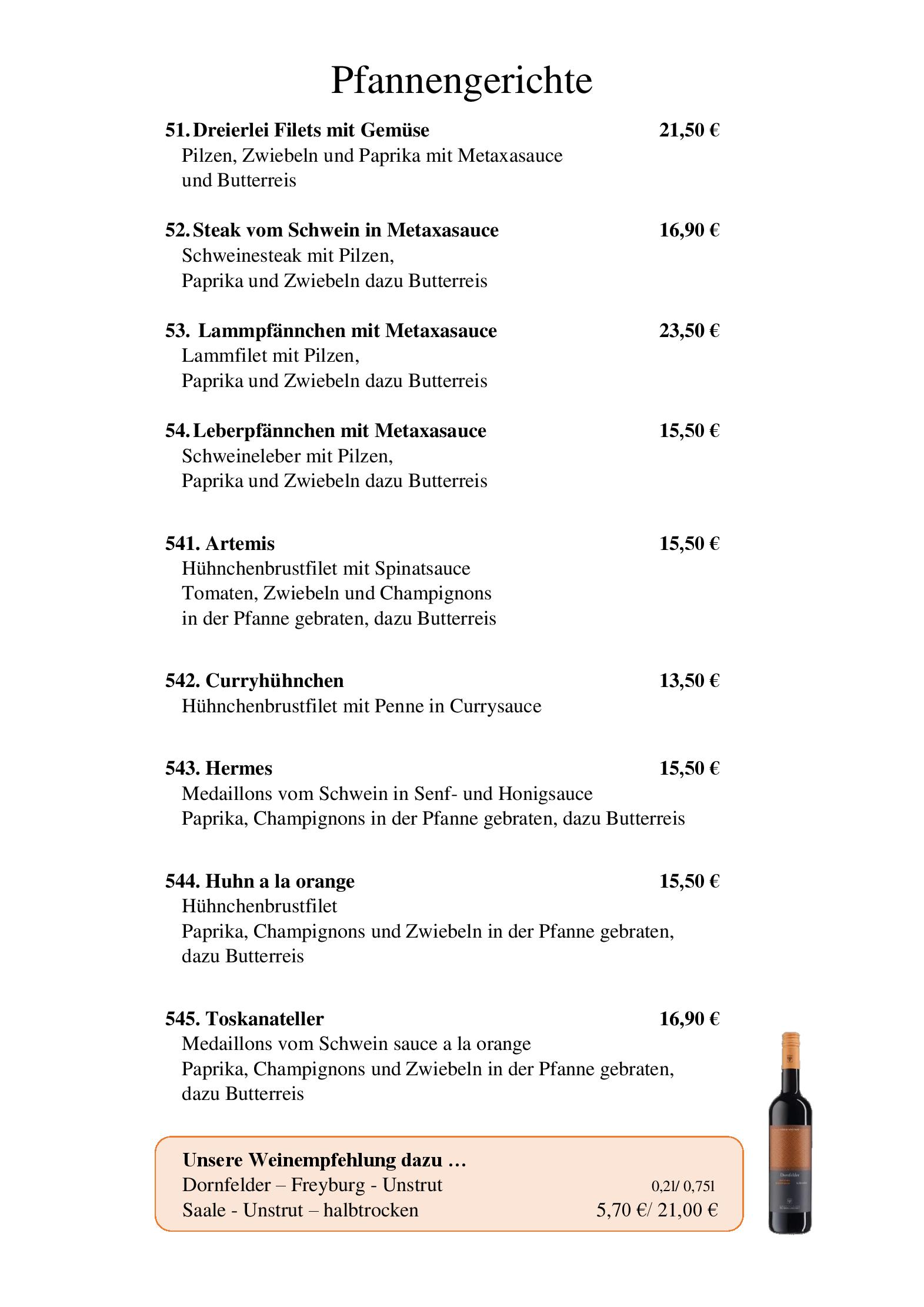 Speisekarte Zum Weissen Ross in Delitzsch, Seite 8